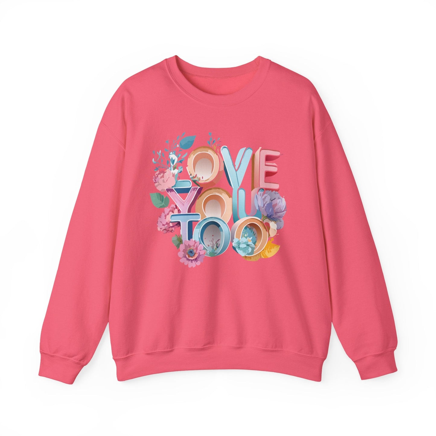 Floral Love Sweatshirt Valentines Day Unisex Crewneck Gildan 18000 Heavy Blend Warm