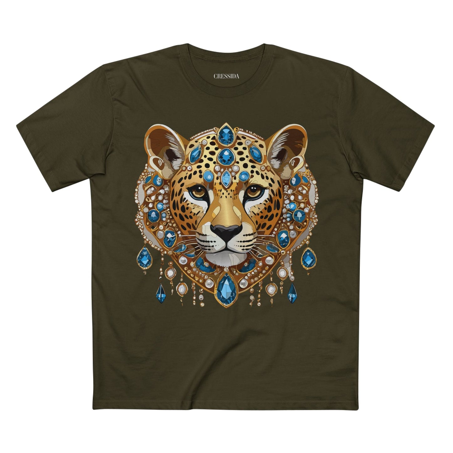 Cheetah Graphic Unisex 100 Cotton Tee With Unique Animal Golden Medallion Art Design 46