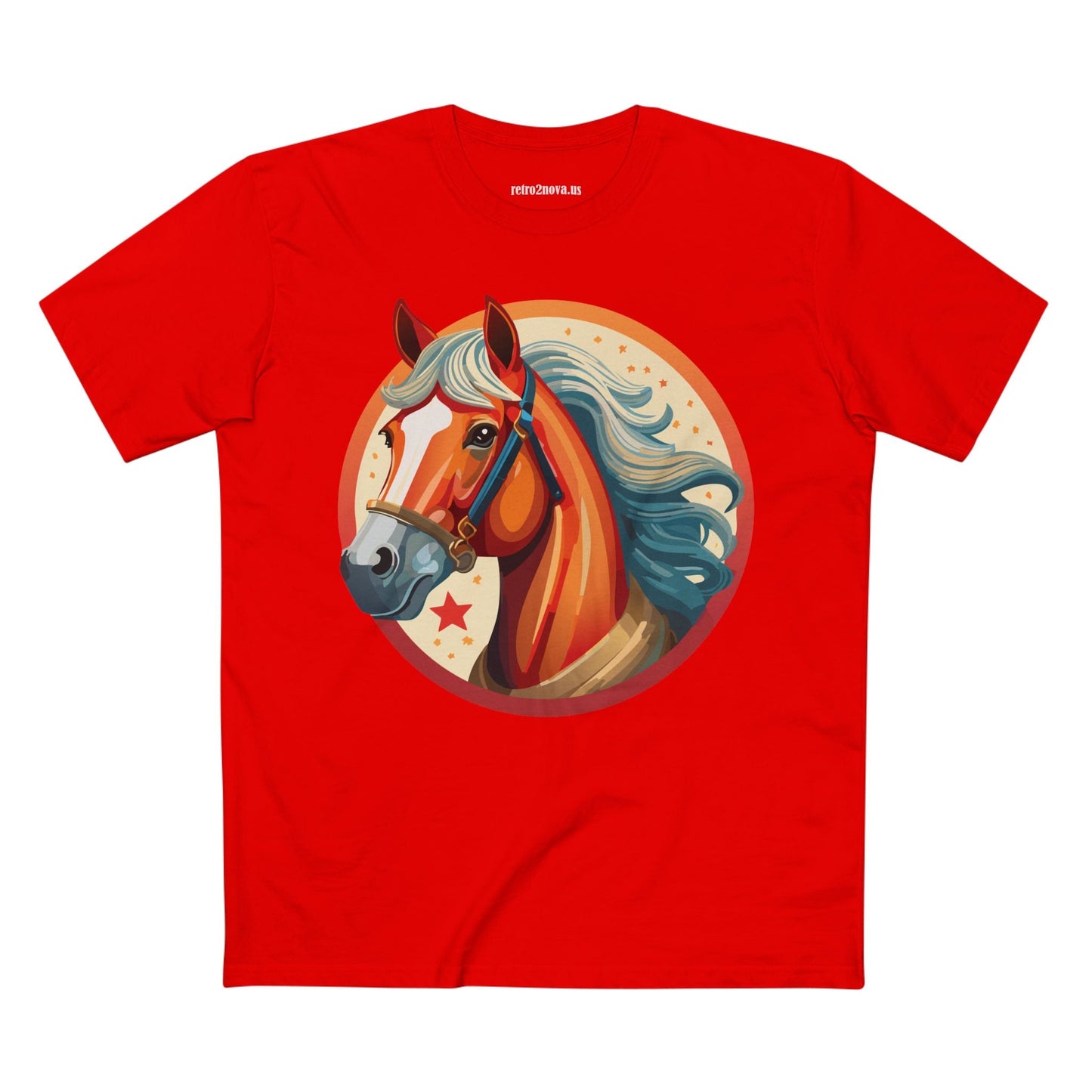Horse And Animals Unisex Premium Cotton Art Tee Featuring Original Retro2Nova Design From Our Art Collection