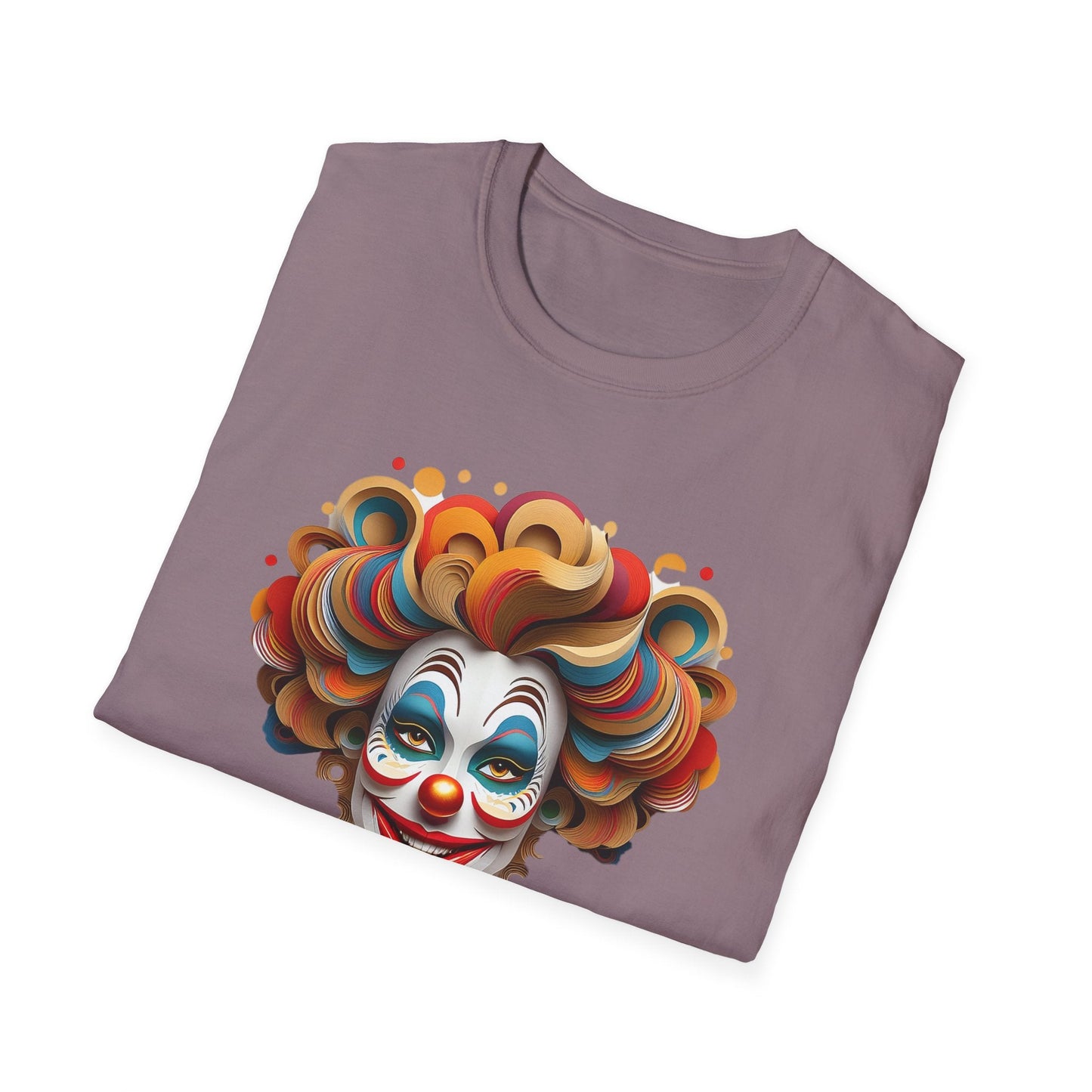Unisex Clown Shirt Funny Man Circus Tee Short Sleeve Gildan Softstyle 64000 Cotton