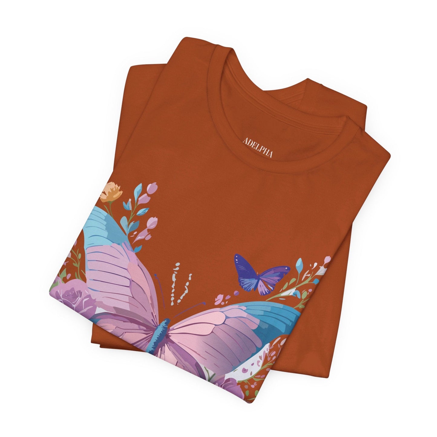 Butterfly Graphic Unisex 100 Cotton Lightweight Vintage Floral Design Jersey Tee 37