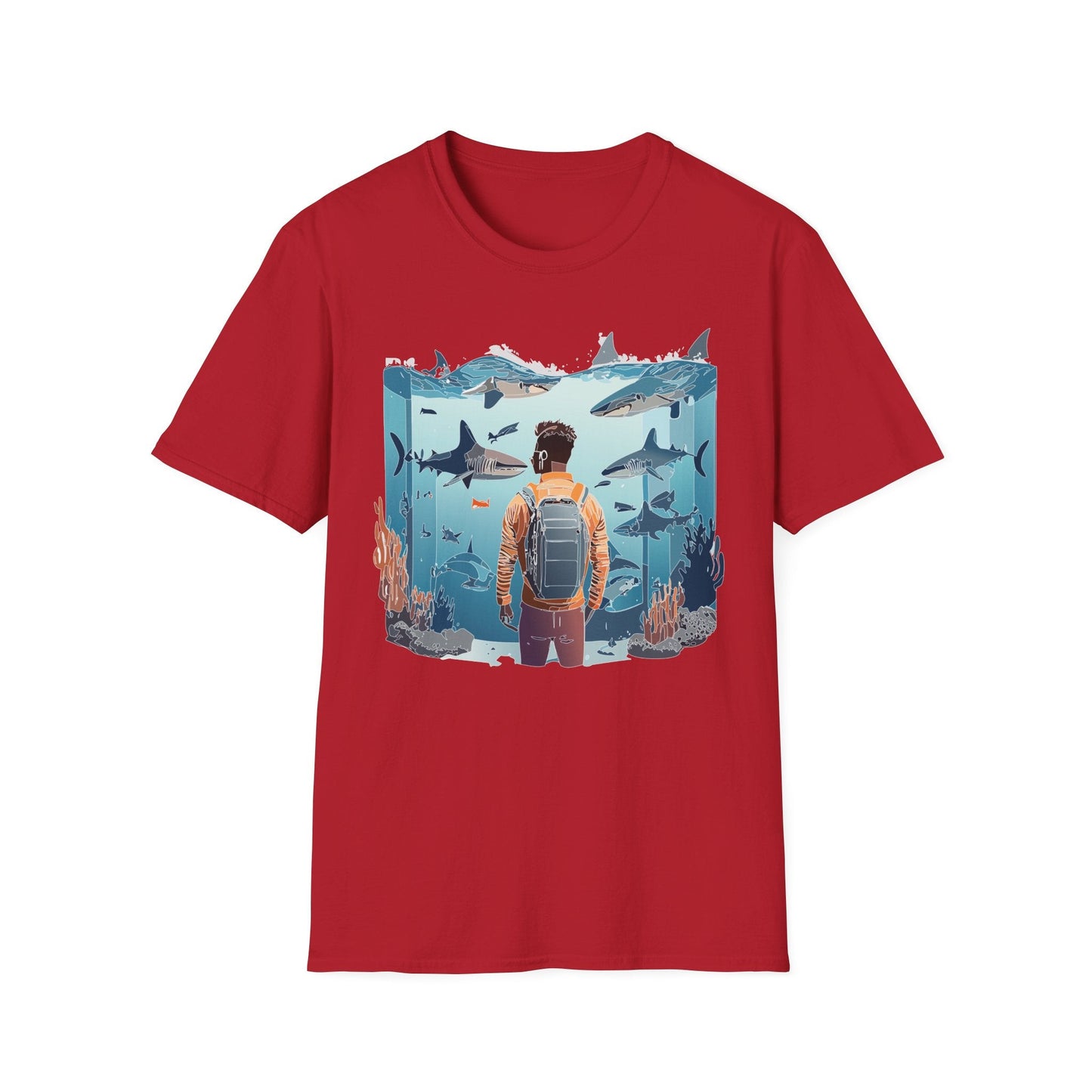 Ocean Themed Unisex Short Sleeve Tee Gildan Softstyle 64000 Ocean Inspired Art Design