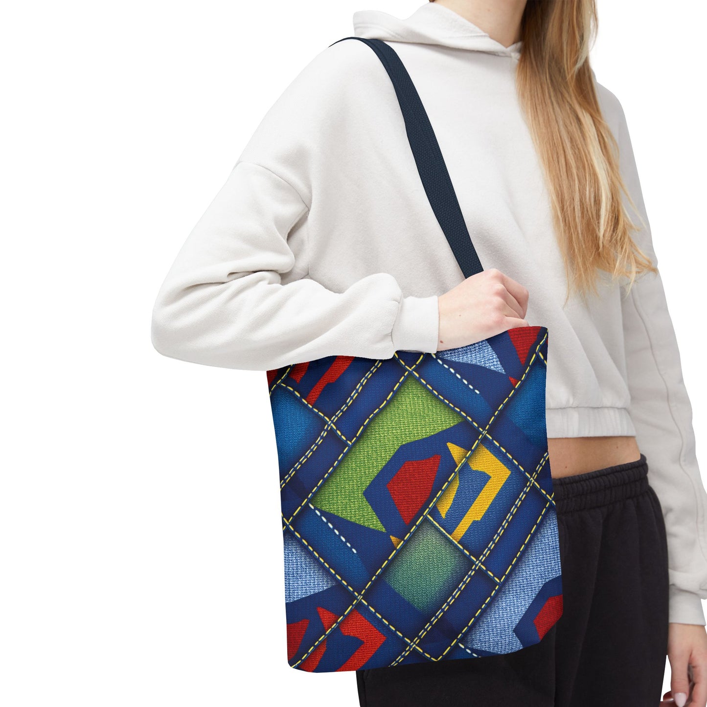Denim Fabric Imitation Print Unisex Canvas Bag Poly Spun 3 Sizes Tote Bag 139