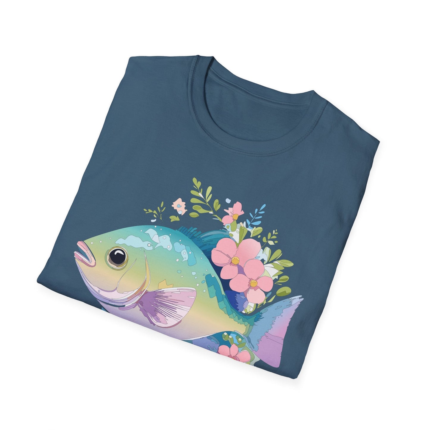 Fish Art Graphic Tee Unisex Gildan Softstyle 64000 100 Percent Ring Spun Cotton Comfortable Tee