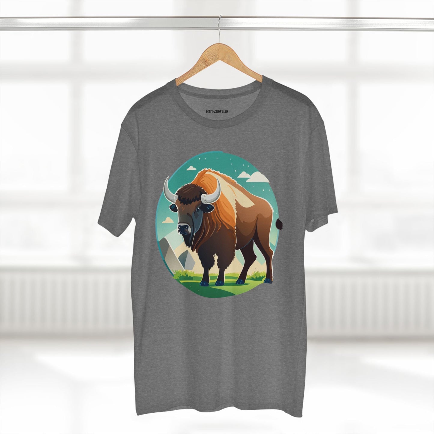 Bison Shirt Unisex Premium Cotton Tee With Original Art Design From Retro2Nova Animals Collection Exclusive Art Series