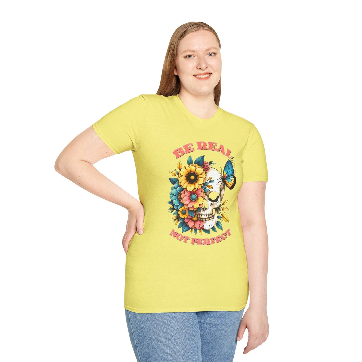 Gildan Skull Tee Shirt Unisex Skeleton Print Tee 100 Percent Ring Spun Cotton Softstyle