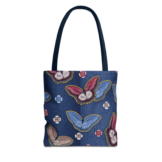 Denim Fabric Imitation Print Unisex Canvas Bag Poly Spun 3 Sizes Tote Bag 180