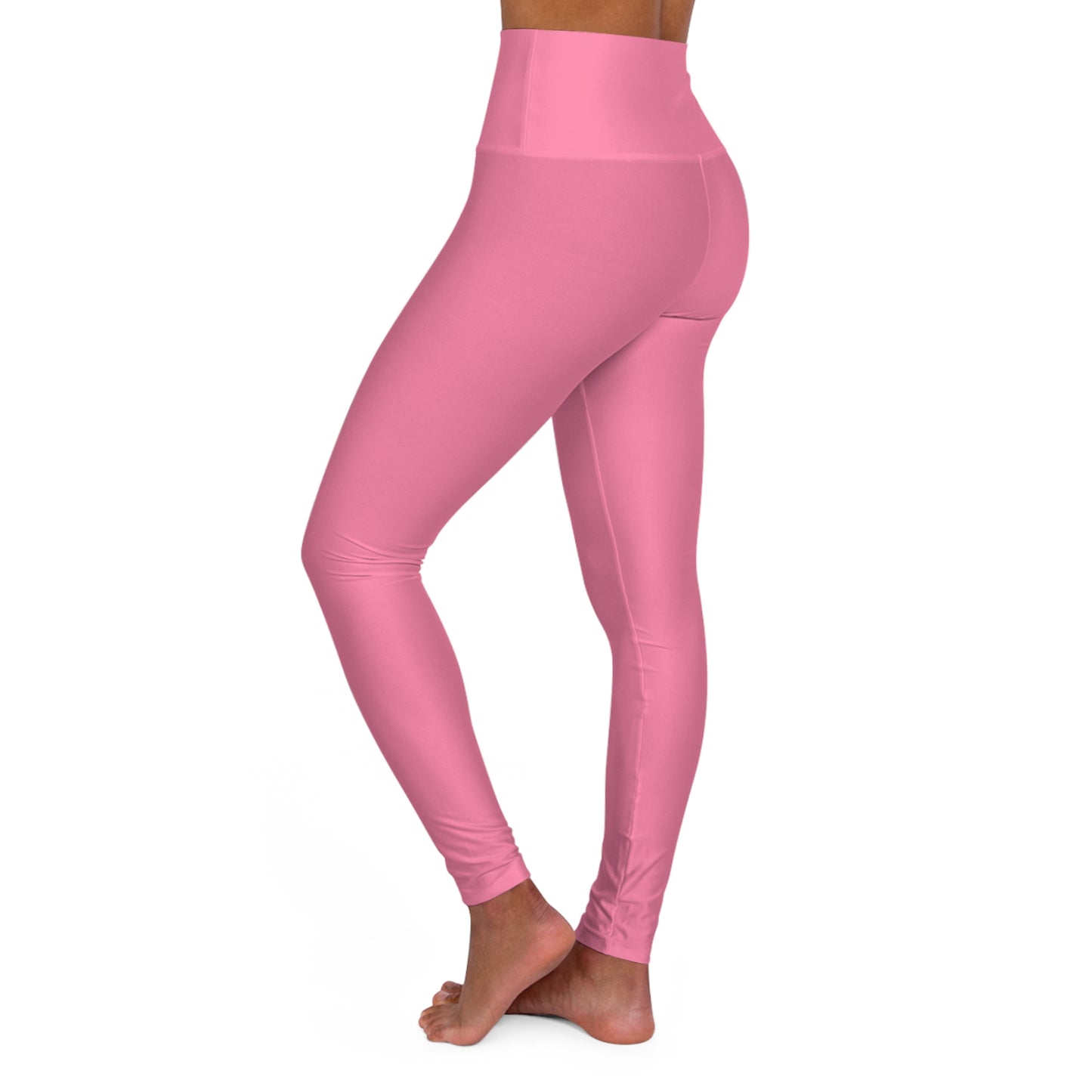 High-Waisted Bubblegum Pink Yoga Leggings Women's Seamless Poly-Span Stretchy Solid Pink Activewear for Pilates Everyday Wear