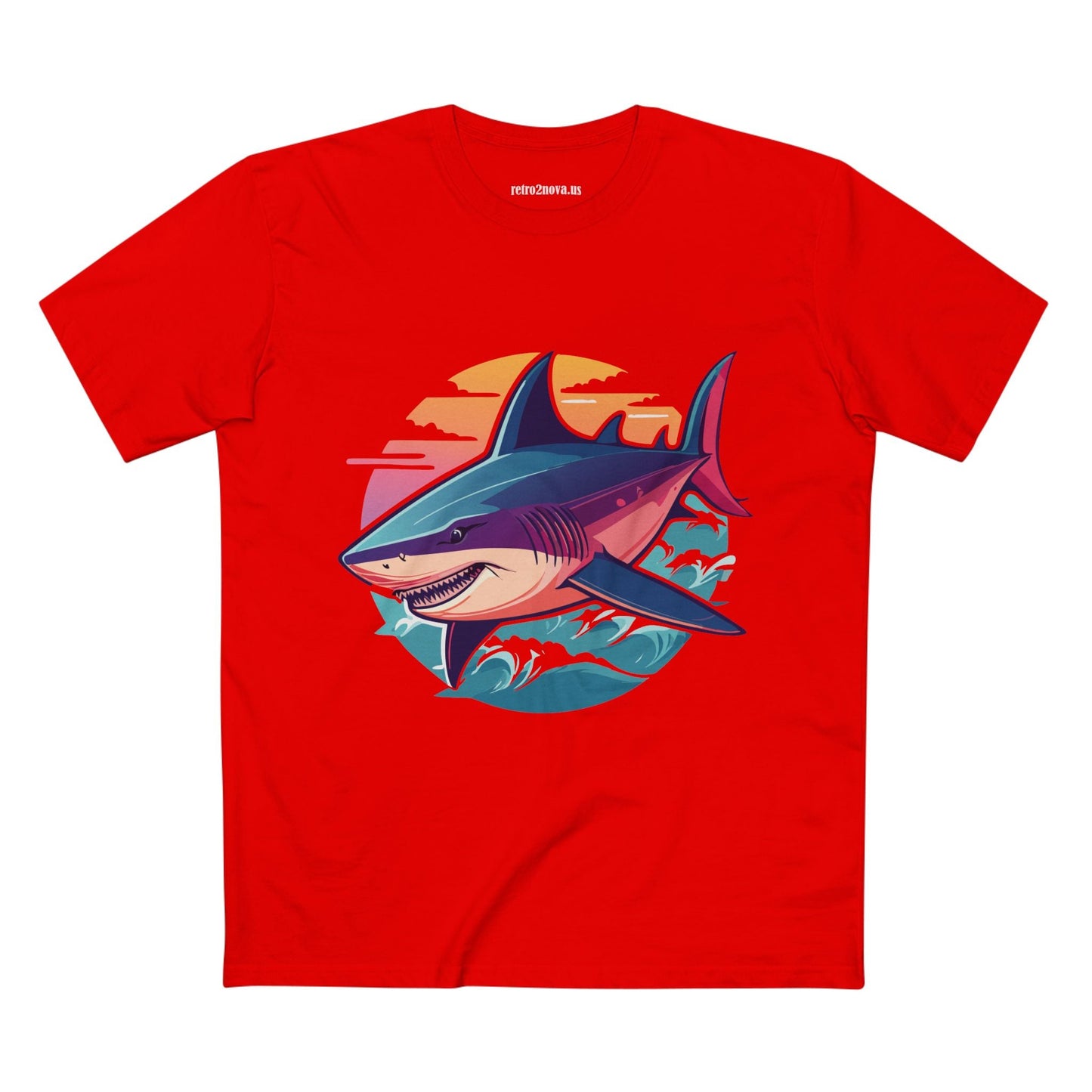 Shark Animal Shirt Unisex Premium Cotton Tee With Original Art Design From Retro2Nova Art Collection Breathable Everyday