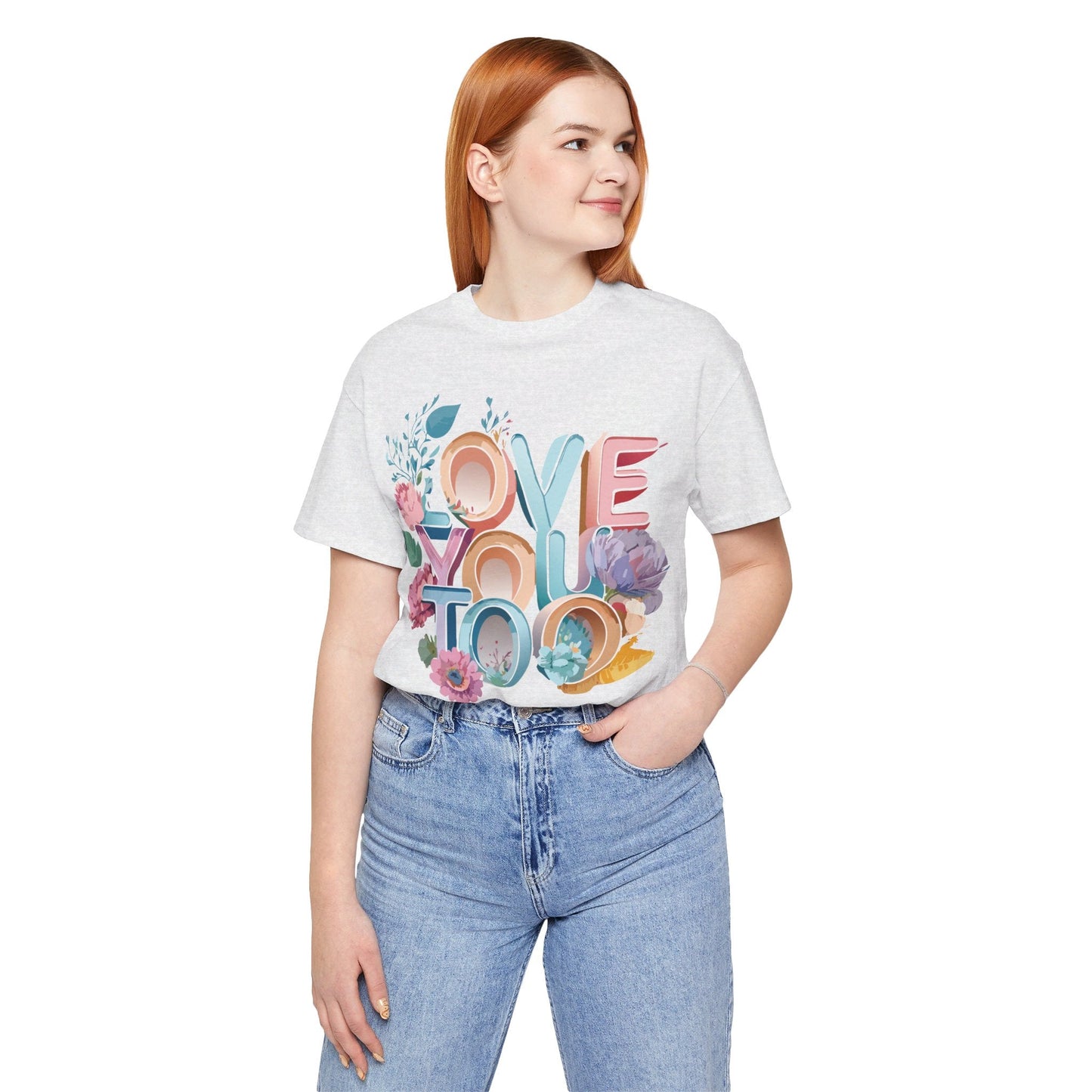 Valentine Day Graphic Unisex 100 Cotton Vintage Artwork with Love and Flower Design Tee 39