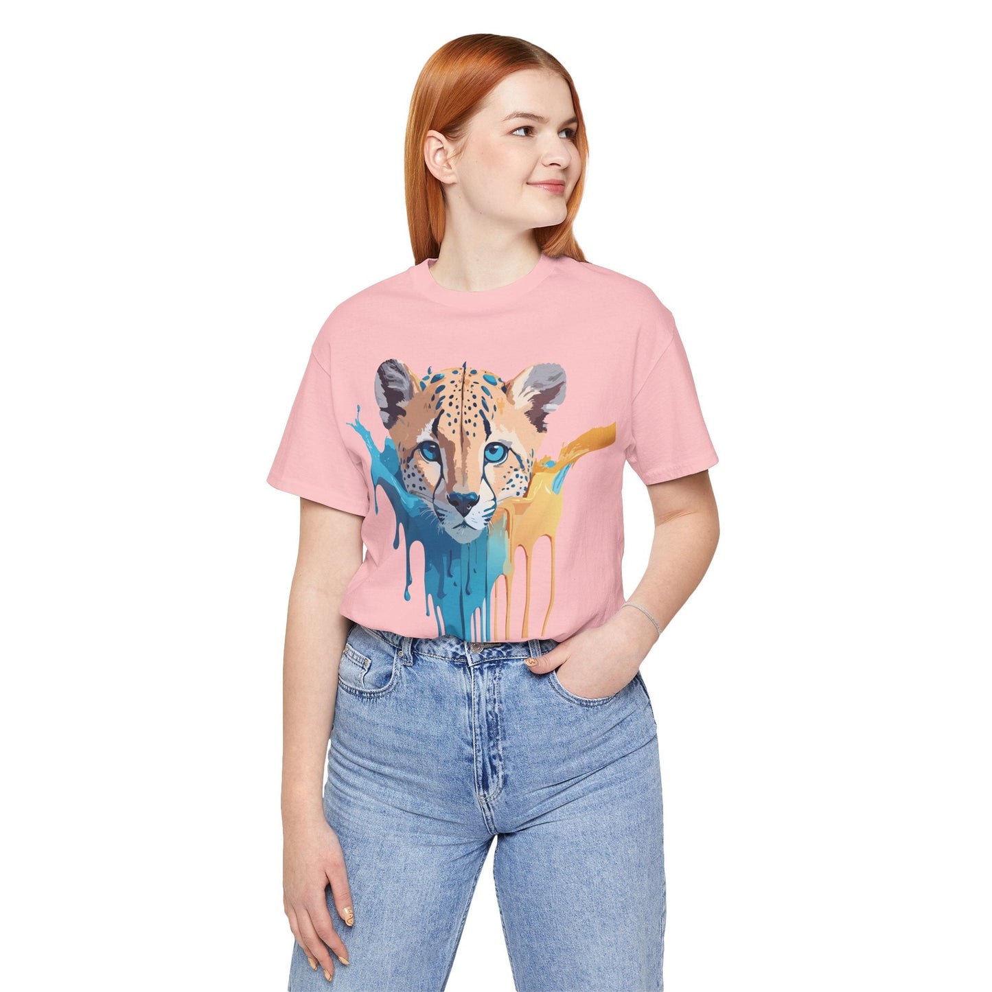Adelpha Cheetah Graphic Jersey Tee Unisex Short Sleeve Art Design