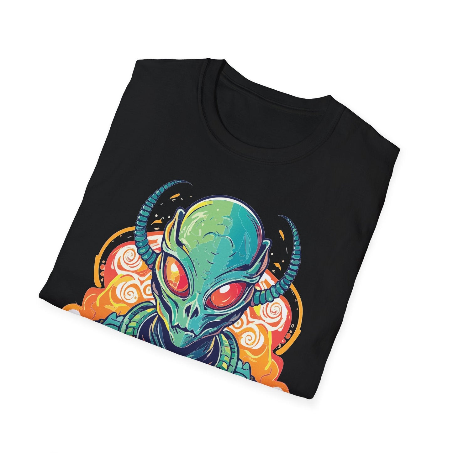 Cosmos Alien T Shirt Unisex Softstyle Cotton Tee With Space Artwork Graphic Design