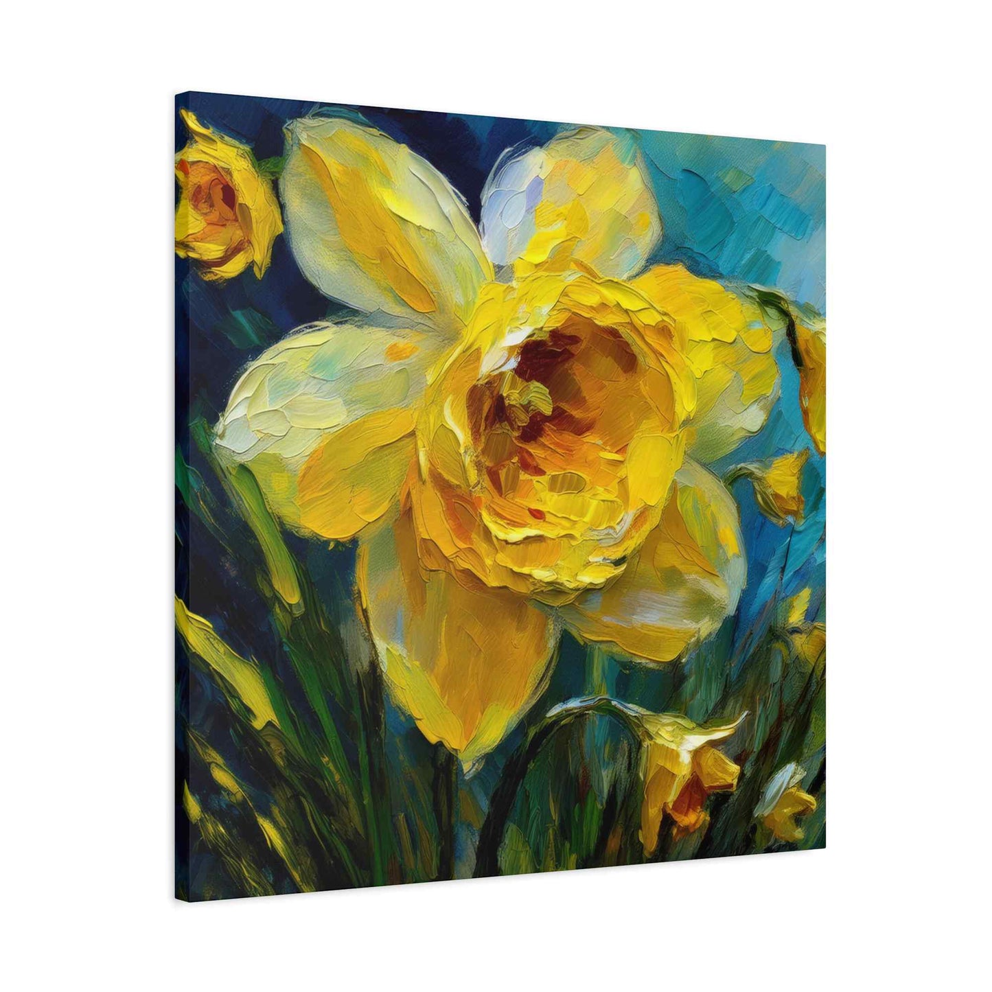 Narcissus Print Canvas, Floral Oil Paint Print 20x20, 24x24, 30x30, 32x32, 36x36 Art Design Pine-Wood Inner Frame MC-179