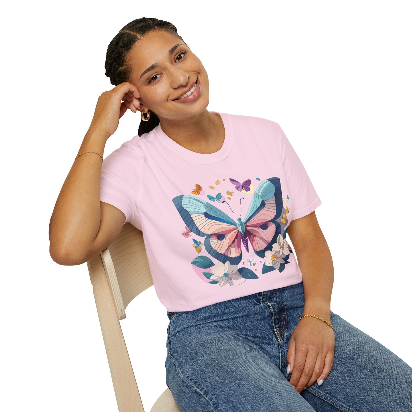 Butterfly Shirt Unisex T Shirt Softstyle Gildan 64000 Ring Spun Cotton Monarch Design