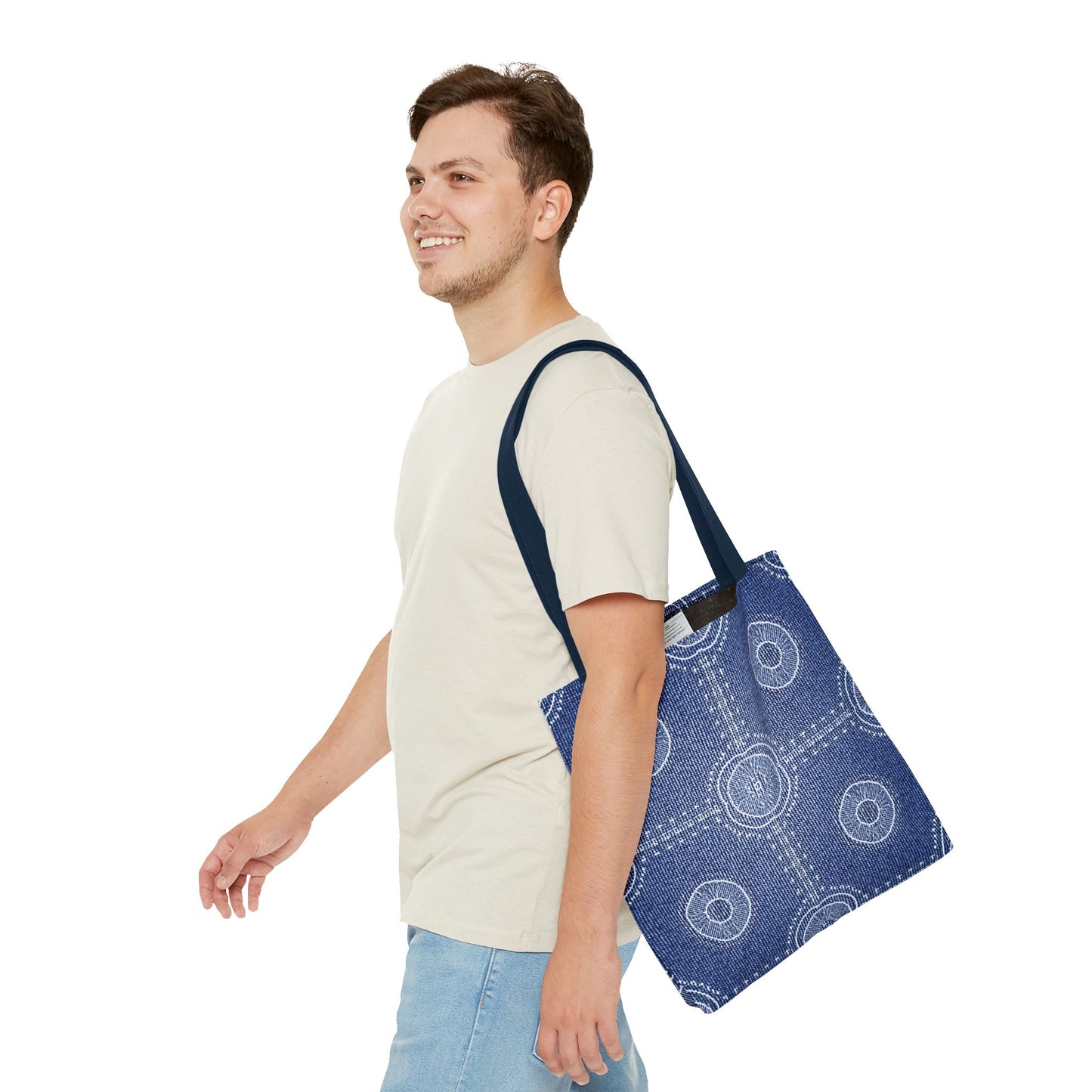 Denim Fabric Imitation Print Unisex Canvas Bag Poly Spun 3 Sizes Tote Bag 107