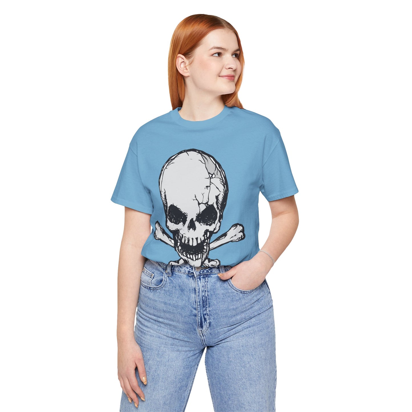 Grey Skull Graphic Design Tee, Skull Shirt, Vintage Tees, Art Design T-Shirt, Vintage Graphic Tee, Art Shirts with Skulls