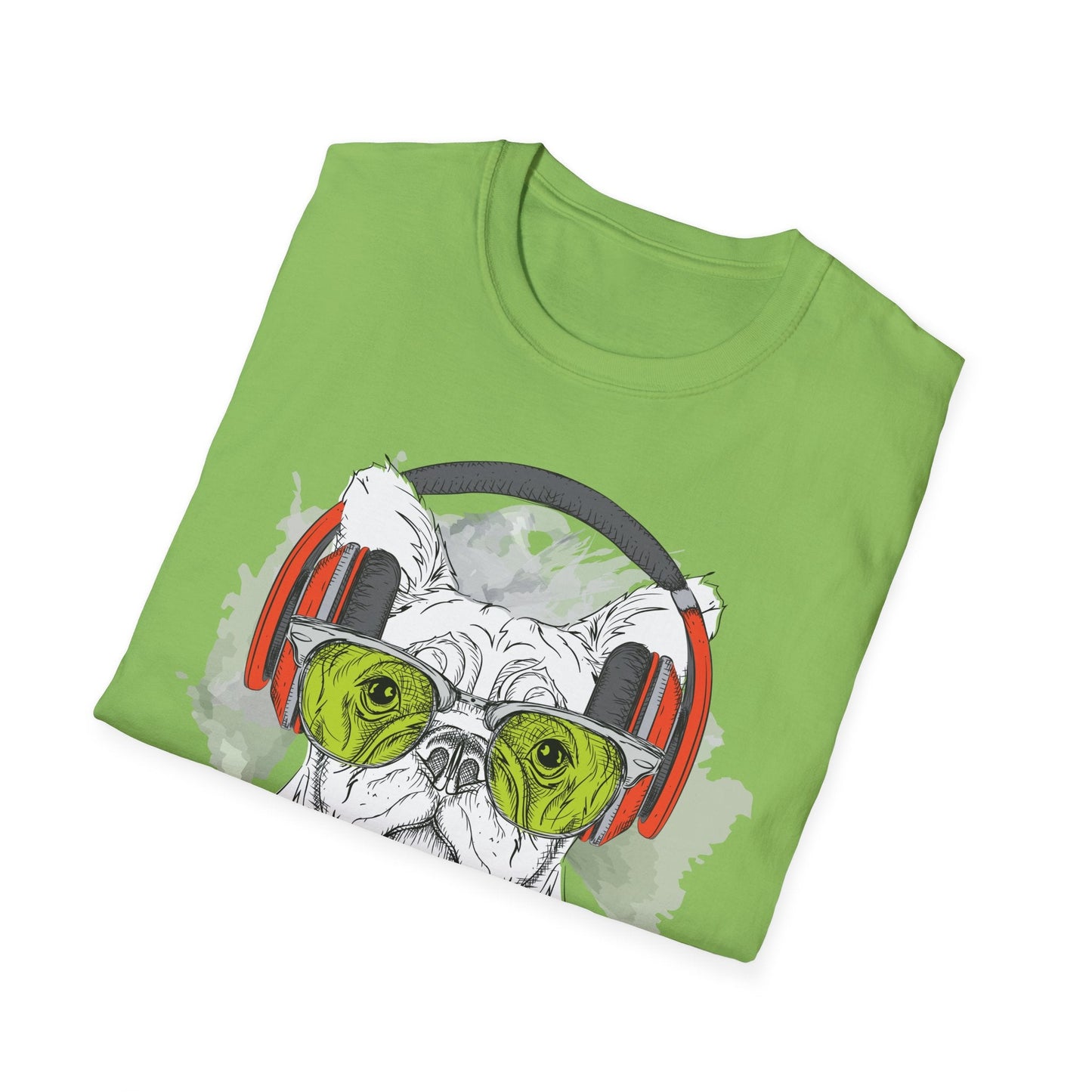 I Love Music Animals Shirt With Headphones Unisex Softstyle Tee 100 Percent Ring Spun Cotton
