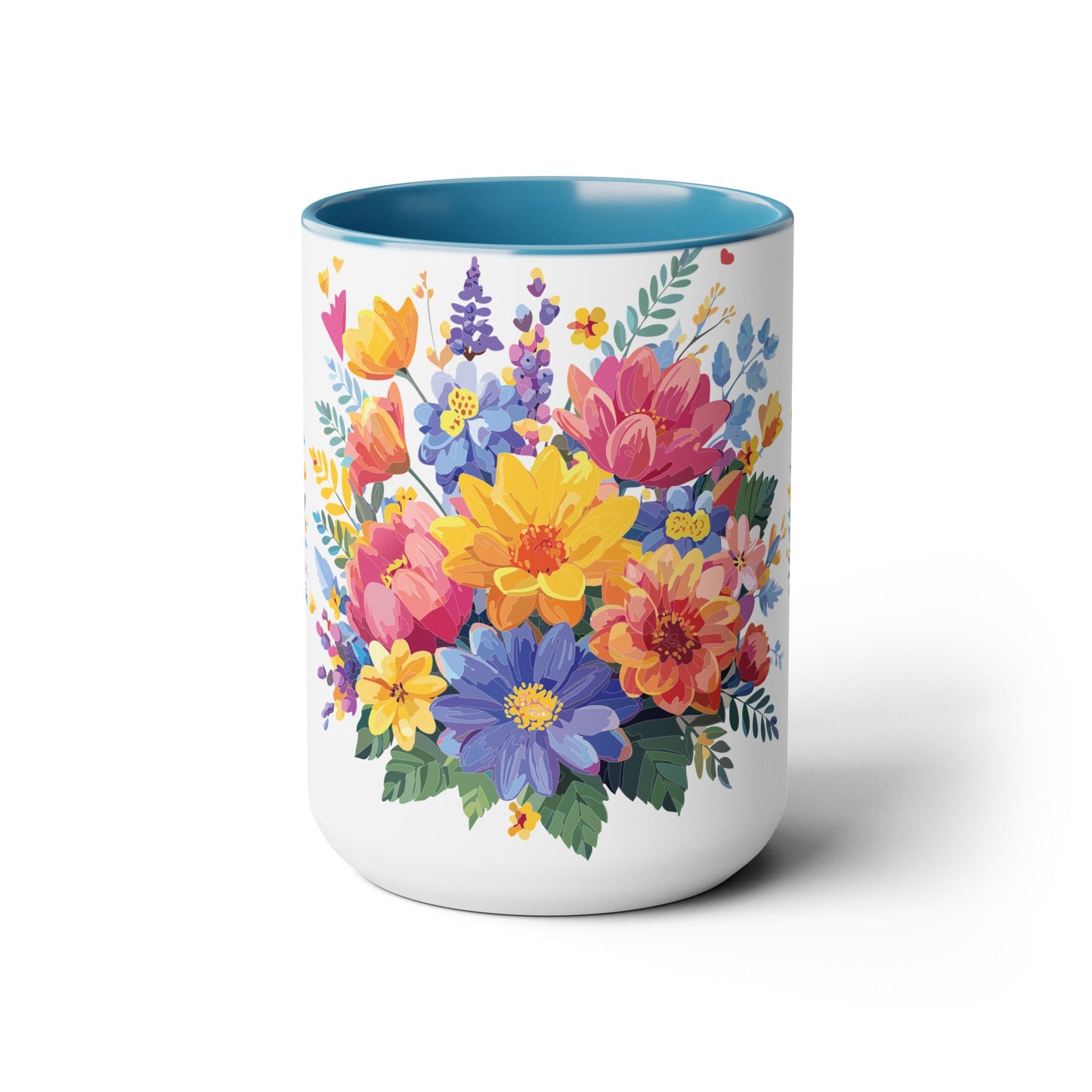 Two-Tone Coffee Mug with flowers