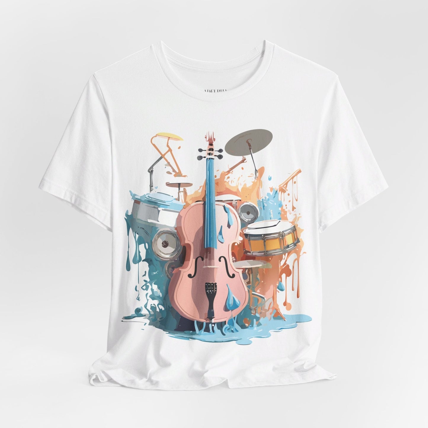 Music Graphic Unisex 100 Cotton Vintage Art with Musical Elements Tee 74