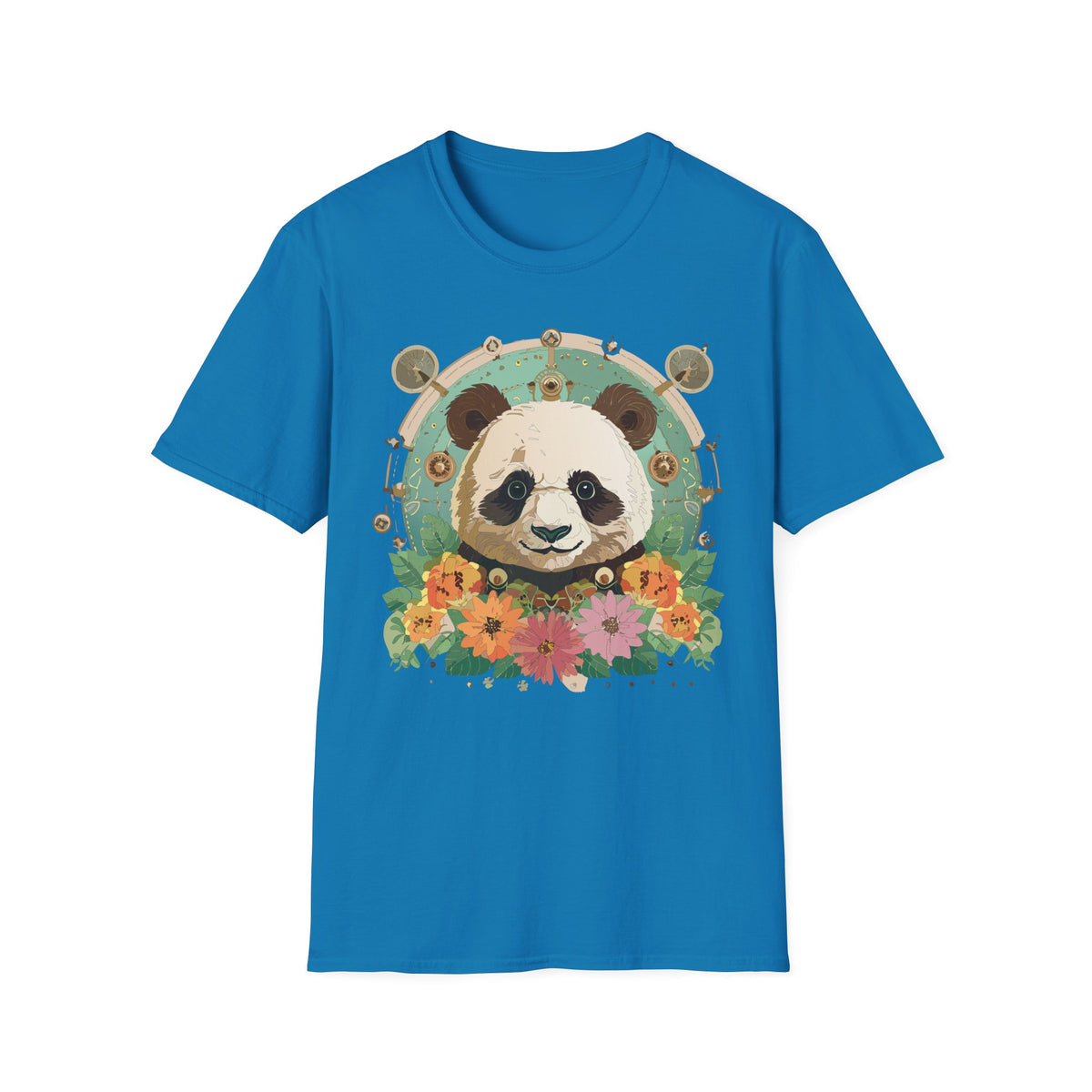 Floral Panda Portrait T-Shirt | Cute Panda Face Tee
