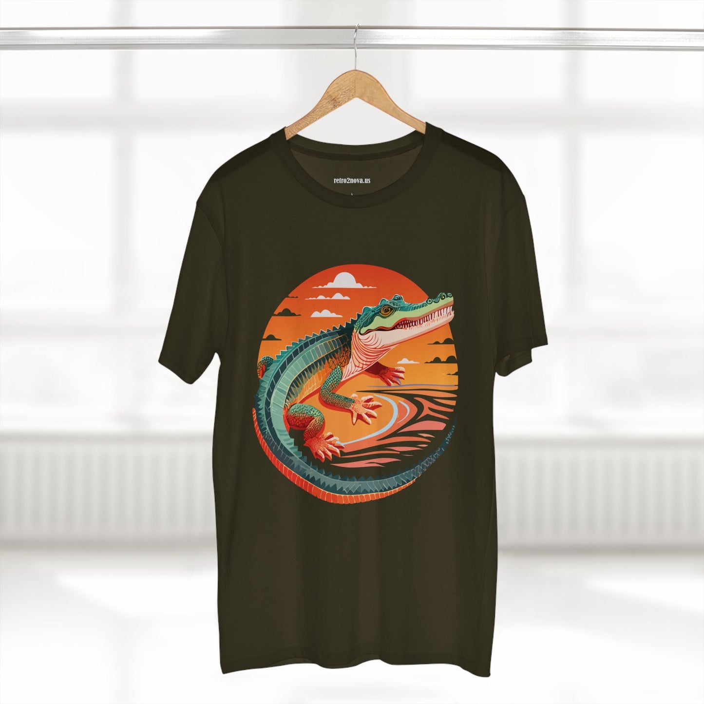 Unisex Crocodile Animal Shirt Premium Cotton Tee With Original Art Design From Retro2Nova Art Collection