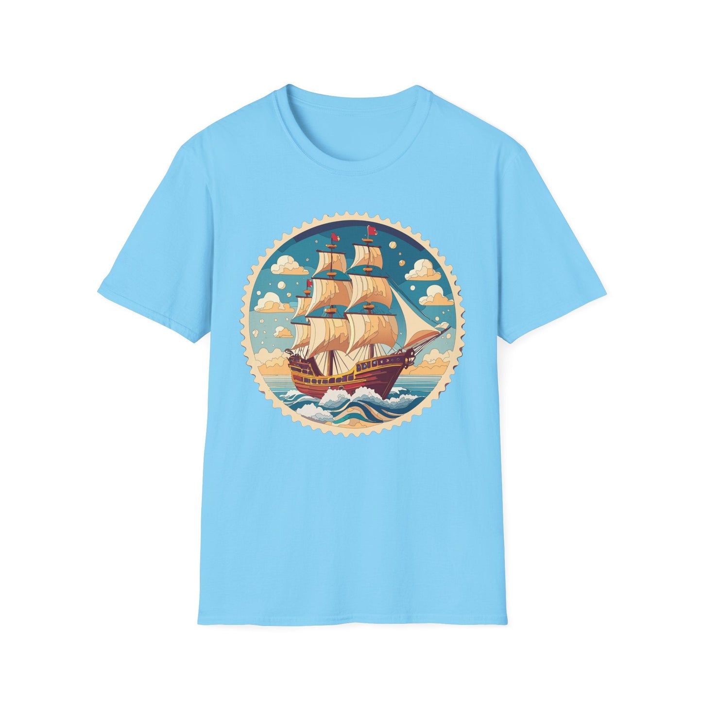 Frigate Ship T Shirt Unisex Short Sleeve 100 Percent Ring Spun Cotton Soft Tee Gildan 64000