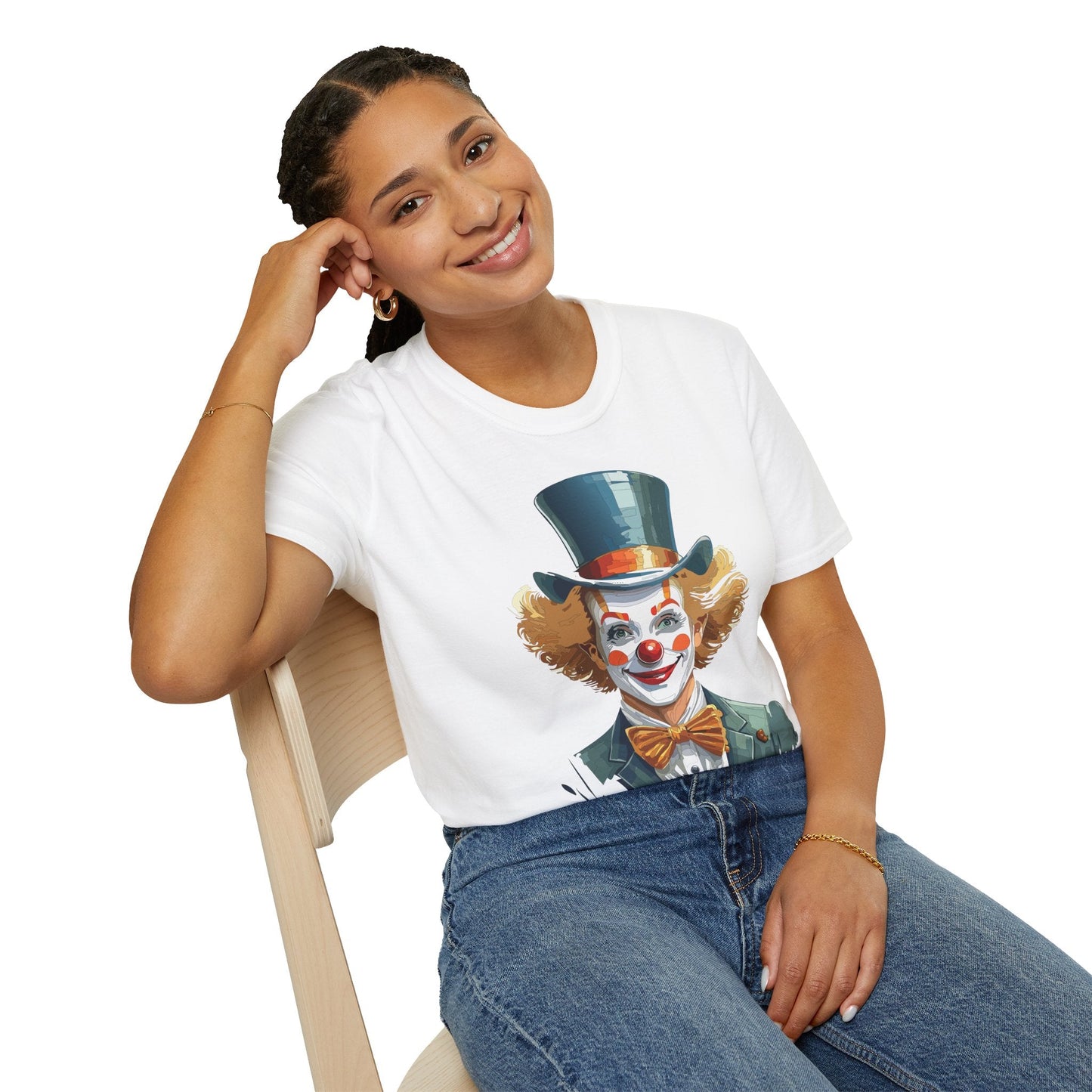 Funny Clown Shirt Unisex T Shirt Circus Style Tee With Scary Man Artwork Gildan 64000