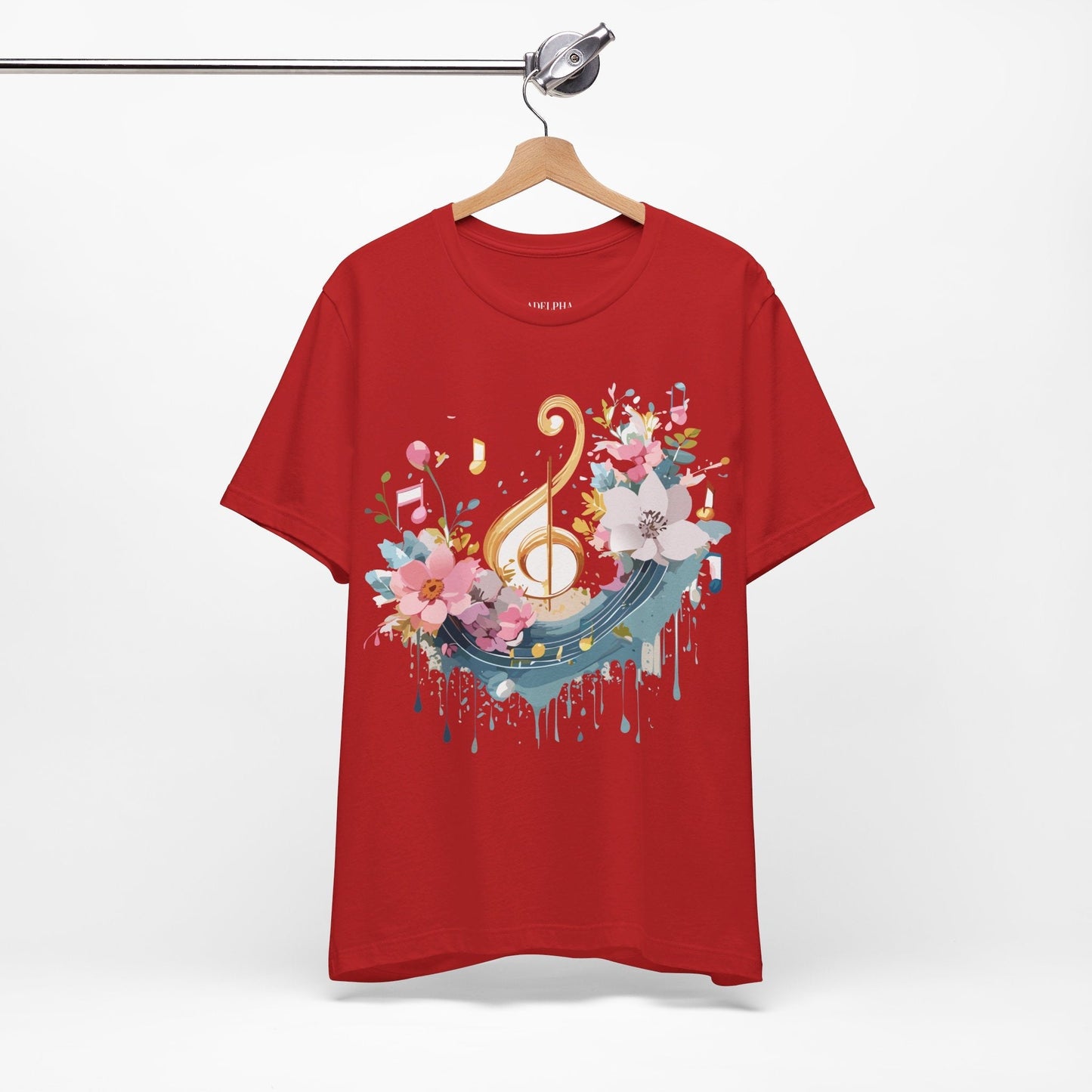 Music Graphic Unisex 100 Cotton Vintage Art with Musical Elements Tee 65