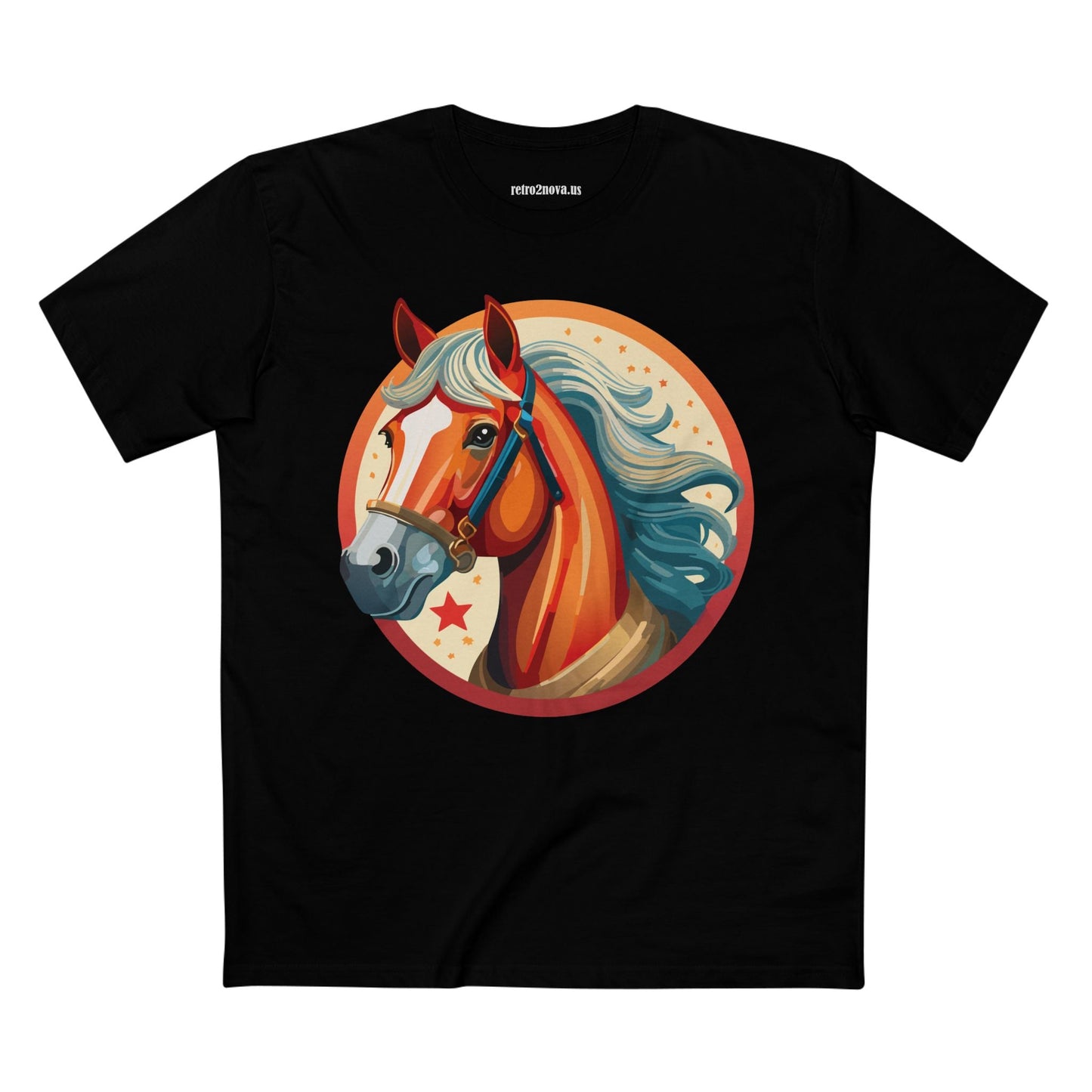 Horse And Animals Unisex Premium Cotton Art Tee Featuring Original Retro2Nova Design From Our Art Collection