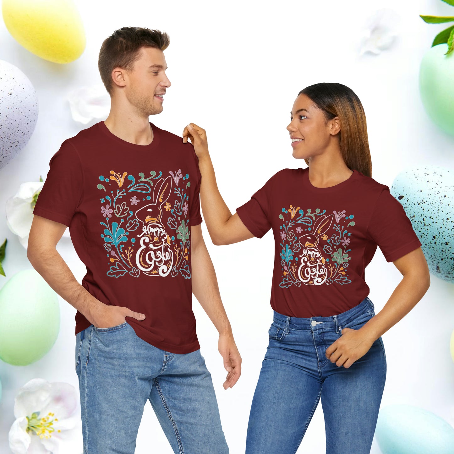 Unisex Cotton Tee Shirt with Easter Prints