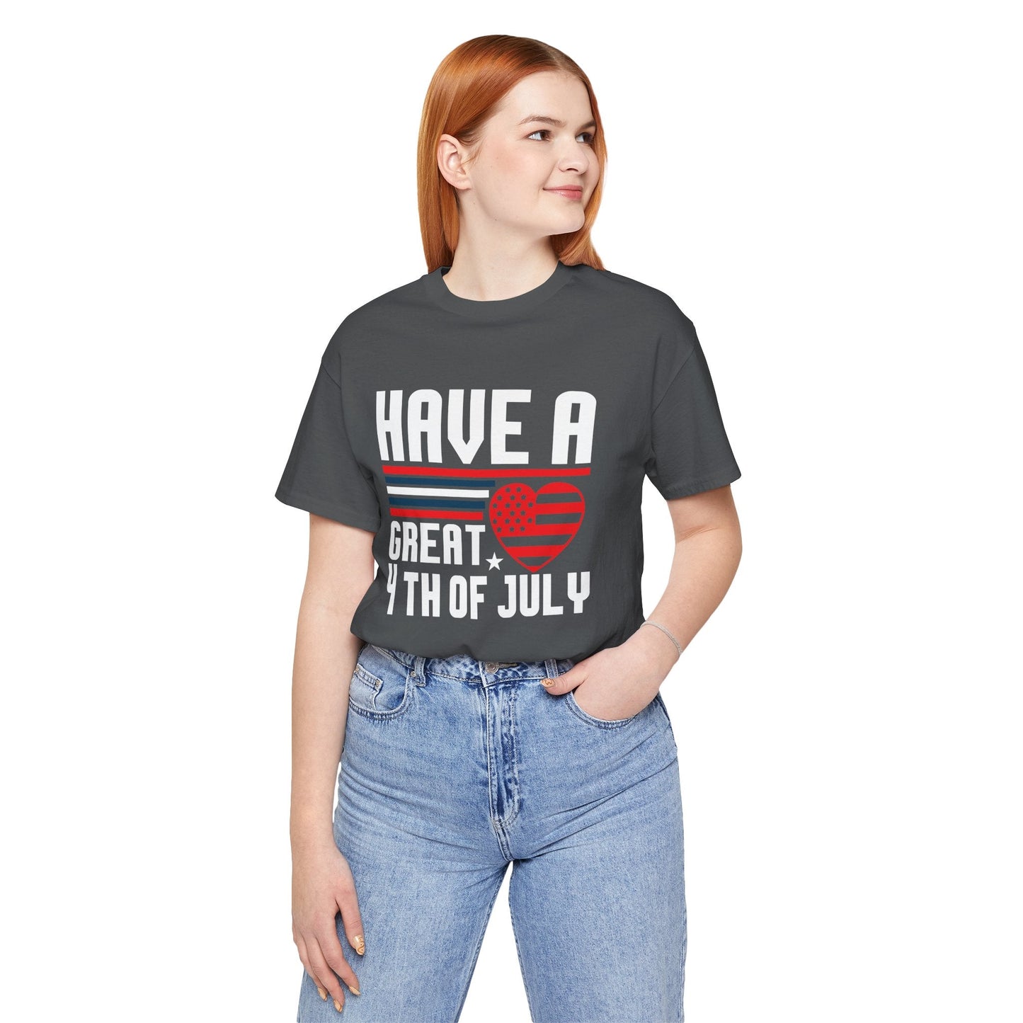 4th of July American Flag Graphic Unisex Cotton T-Shirt 020