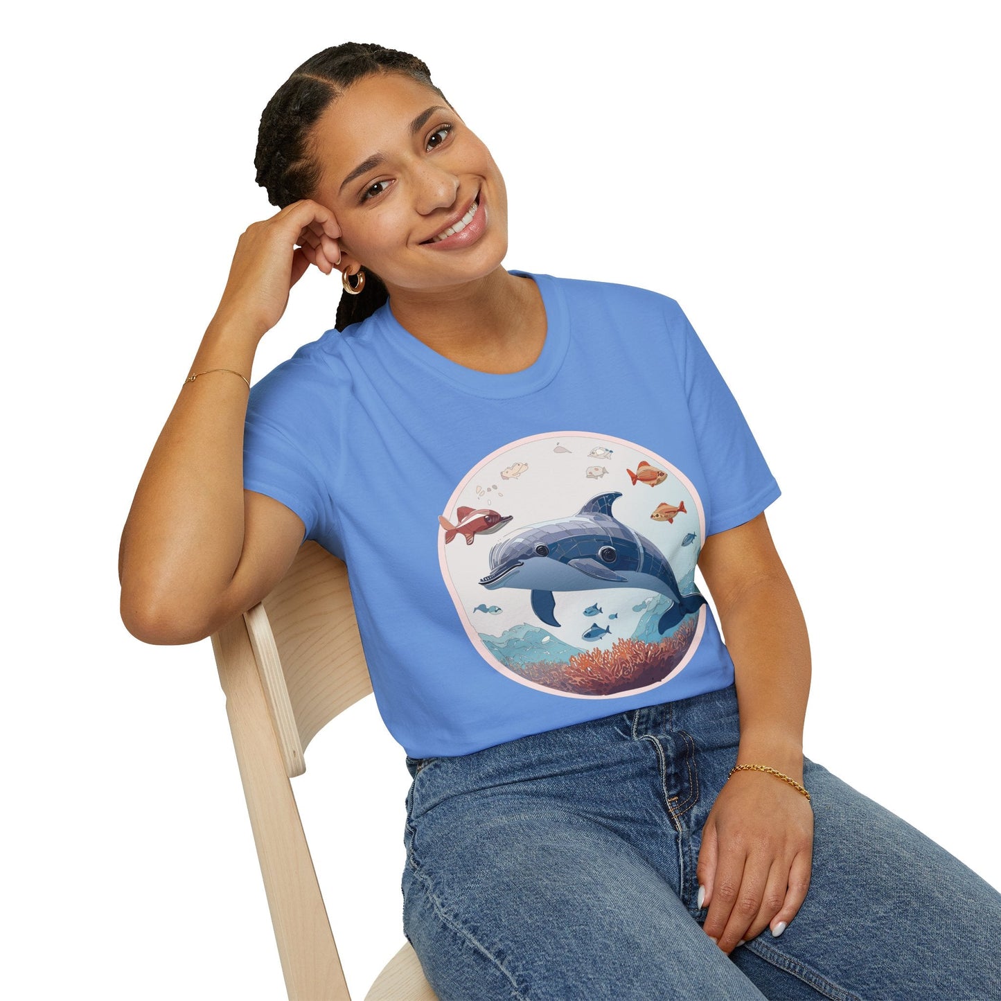 Dolphin Shirt Unisex Softstyle Tee One Hundred Percent Ring Spun Cotton Lightweight Comfort