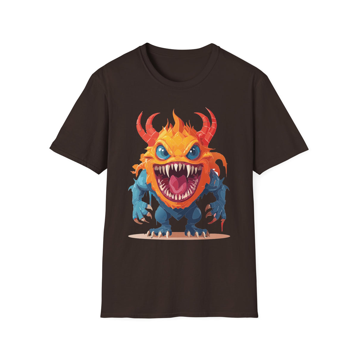 Monster T-Shirt — Colorful Fierce Creature Cartoon Graphic Tee Unisex 100 Cotton Gildan T-Shirt