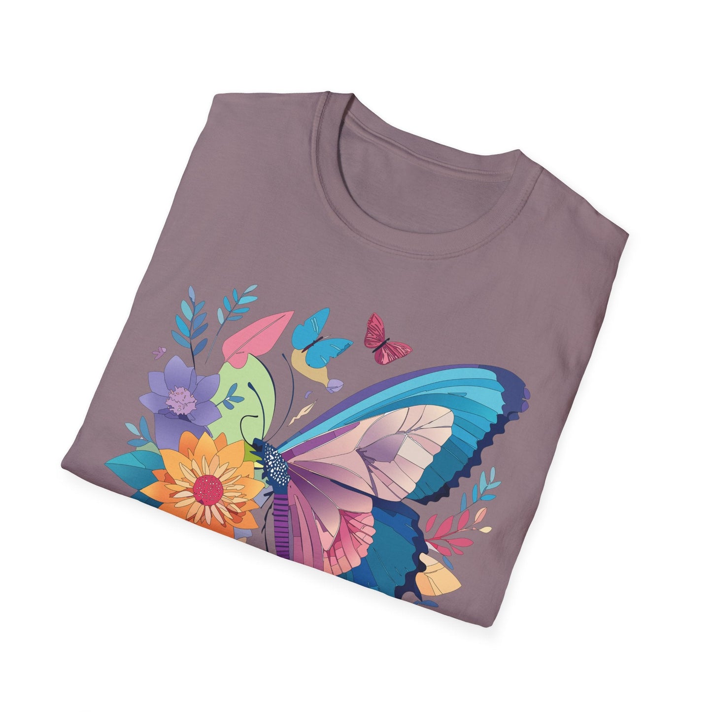 Gildan Butterfly T Shirt Unisex Softstyle 64000 Monarch Print Lightweight Breathable Cotton Tee