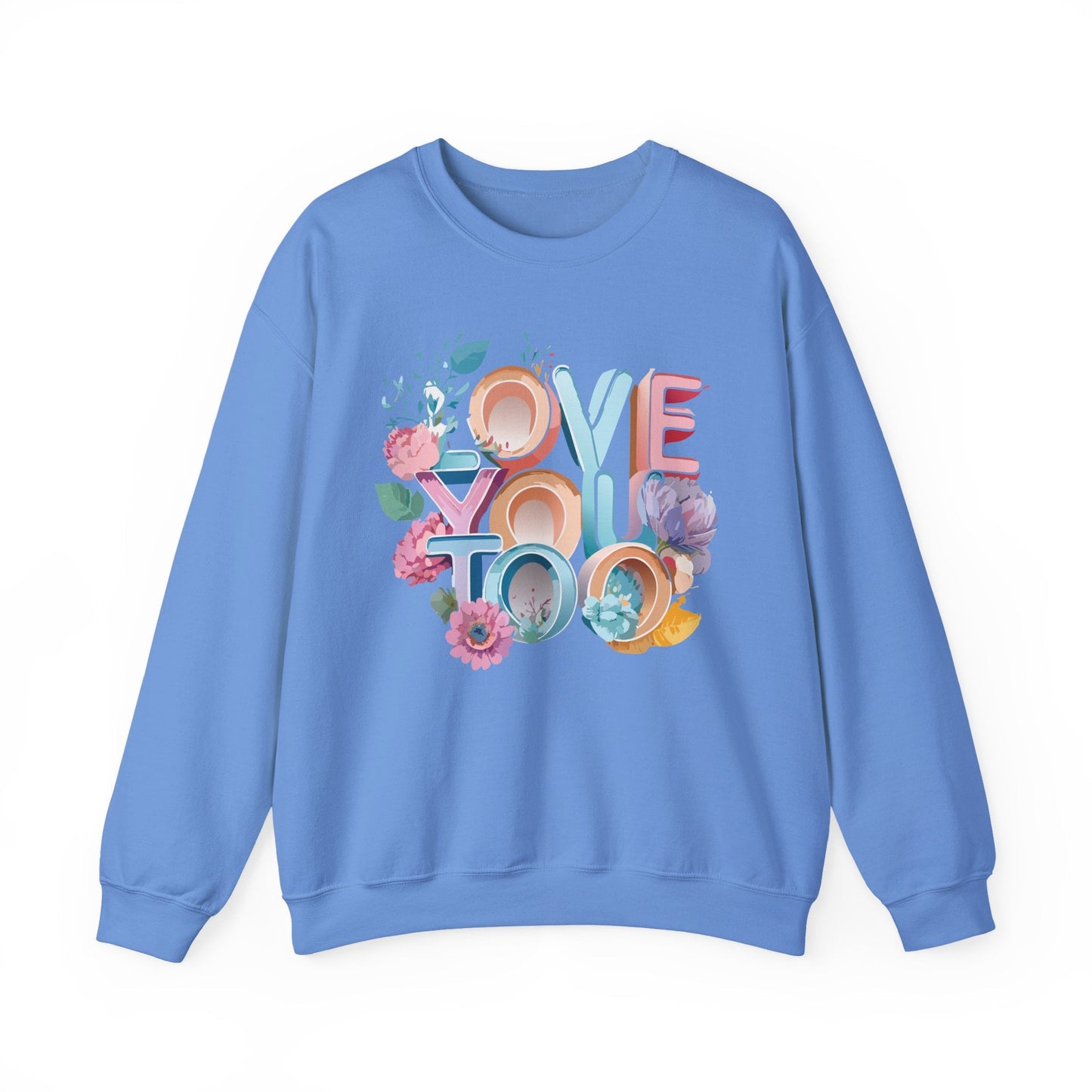 Floral Love Sweatshirt Valentines Day Unisex Crewneck Gildan 18000 Heavy Blend Warm