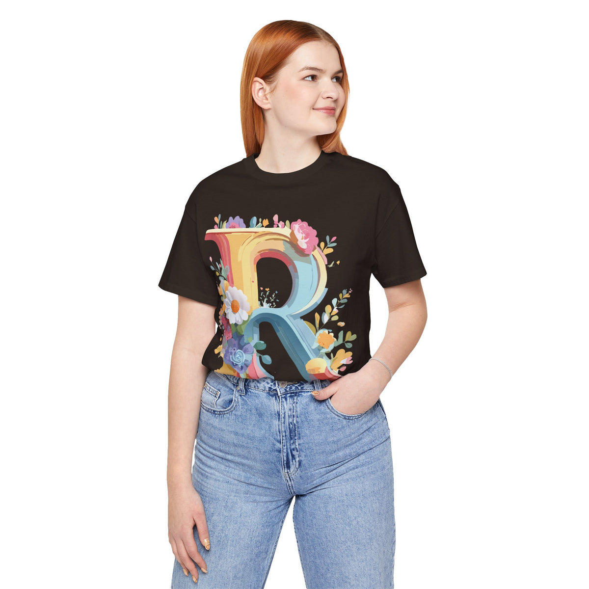 Letter R Graphic Unisex Cotton Bella+Canvas Tee with Art Letter Design