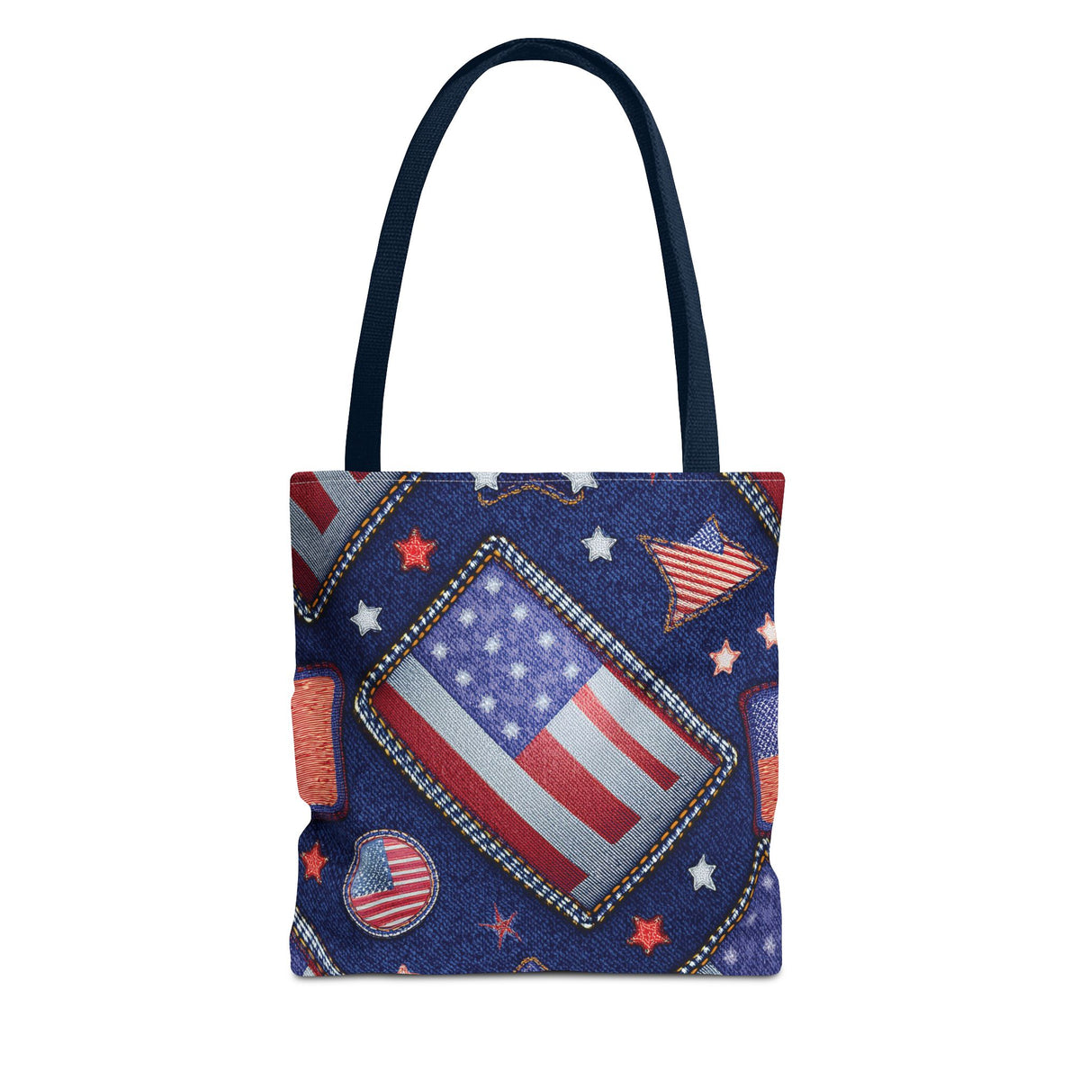 4th of July Graphic Denim Fabric Imitation Print Unisex Canvas Bag Poly Spun 3 Sizes Tote Bag 200-6