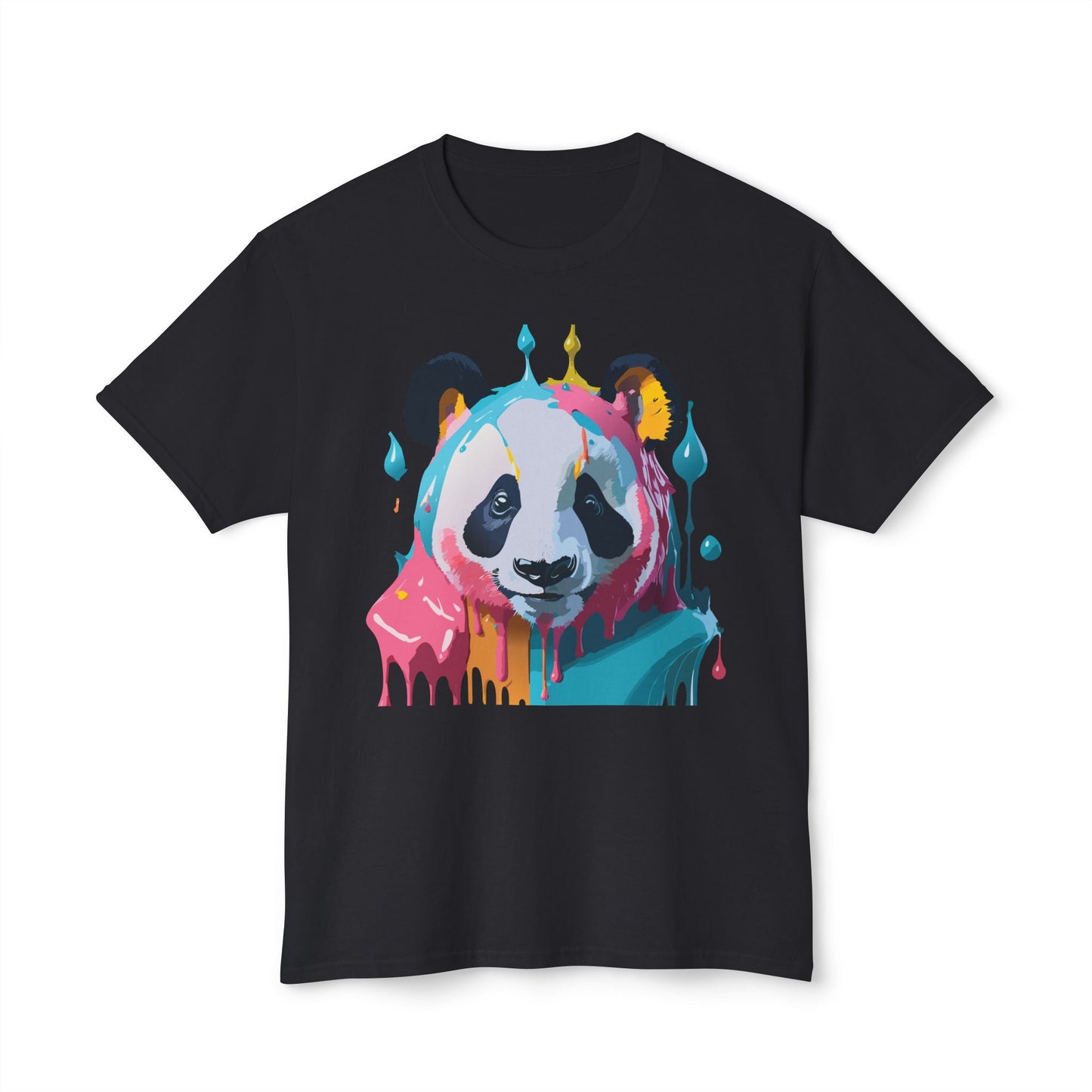 Unisex Panda Art T Shirt With Floral Design Print In HD Cotton 100 Percent USA Made