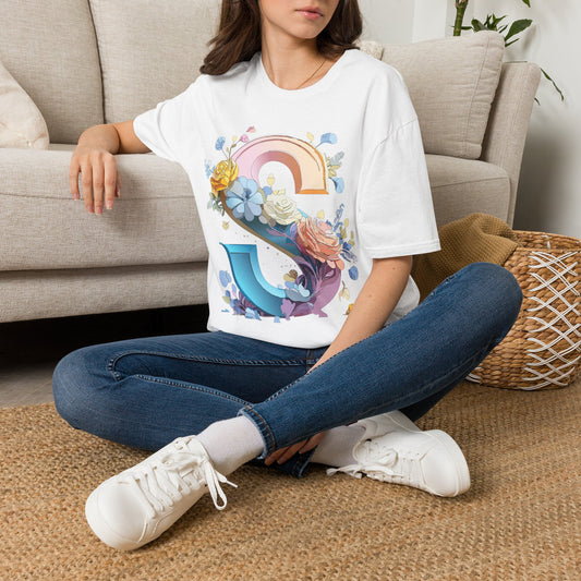 Floral Rainbow Letter S T-Shirt | Floral Initial Tee