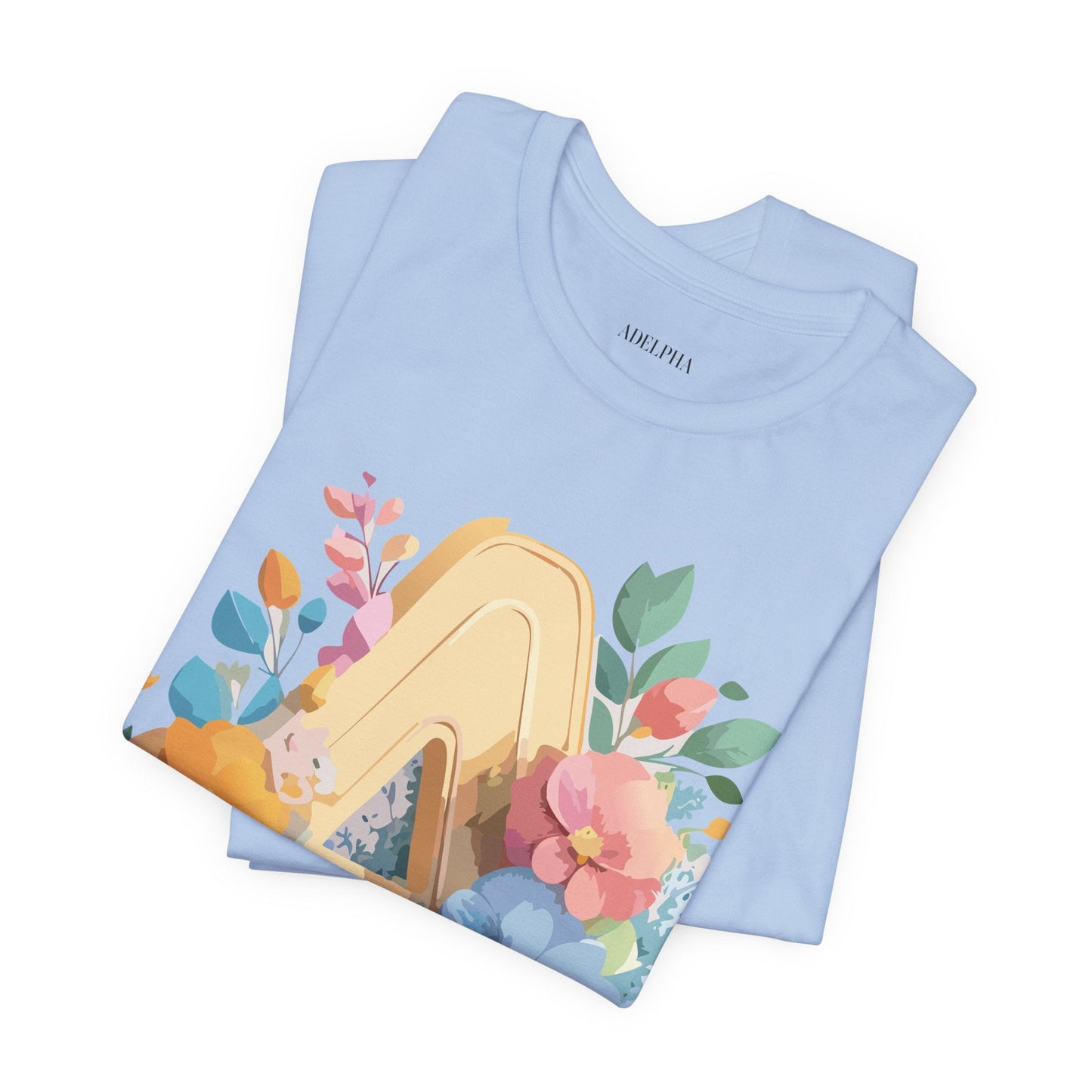 Letter A Shirt Graphic Tee Unisex Short Sleeve by Adelpha Vintage Inspired Art Tee