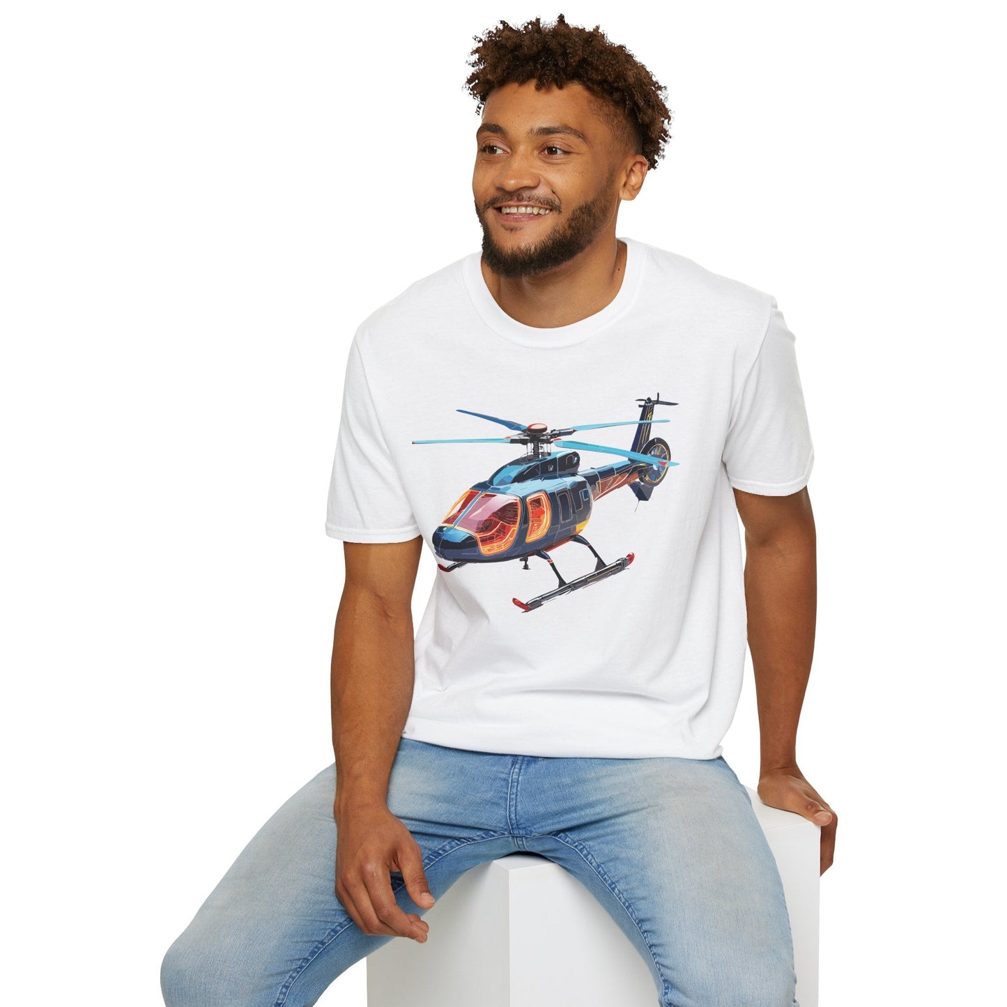 Unisex Helicopter Chopper Shirt Graphic Tee Softstyle 64000 100 Percent Ring Spun Cotton