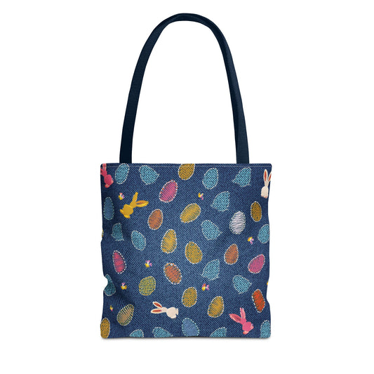 Easter Graphic Design Denim Fabric Imitation Print Unisex Canvas Bag Poly Spun 3 Sizes Tote Bag 204-3