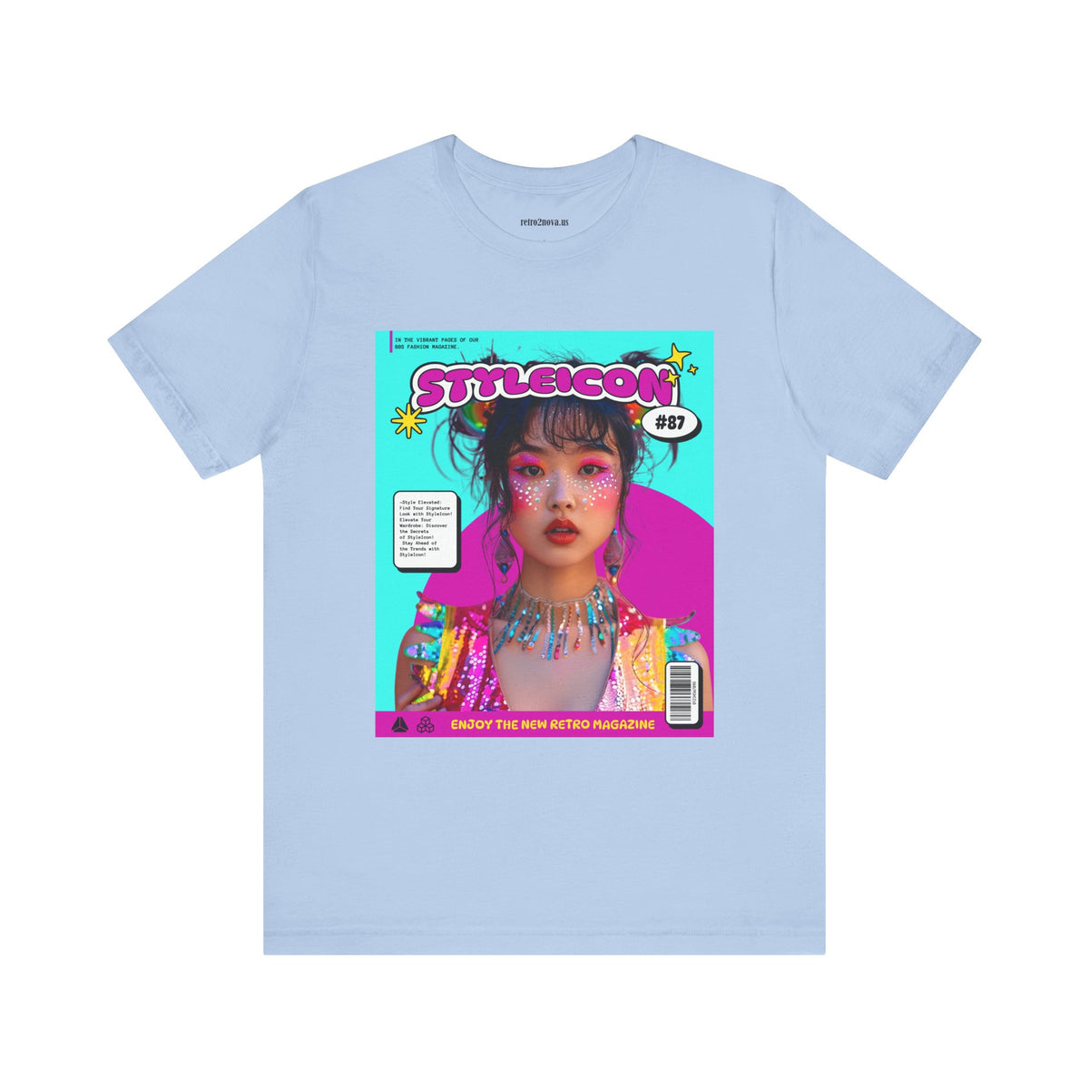 Magazine Cover Graphic Unisex Cotton Bella+Canvas Tee with Retro Poster ab32
