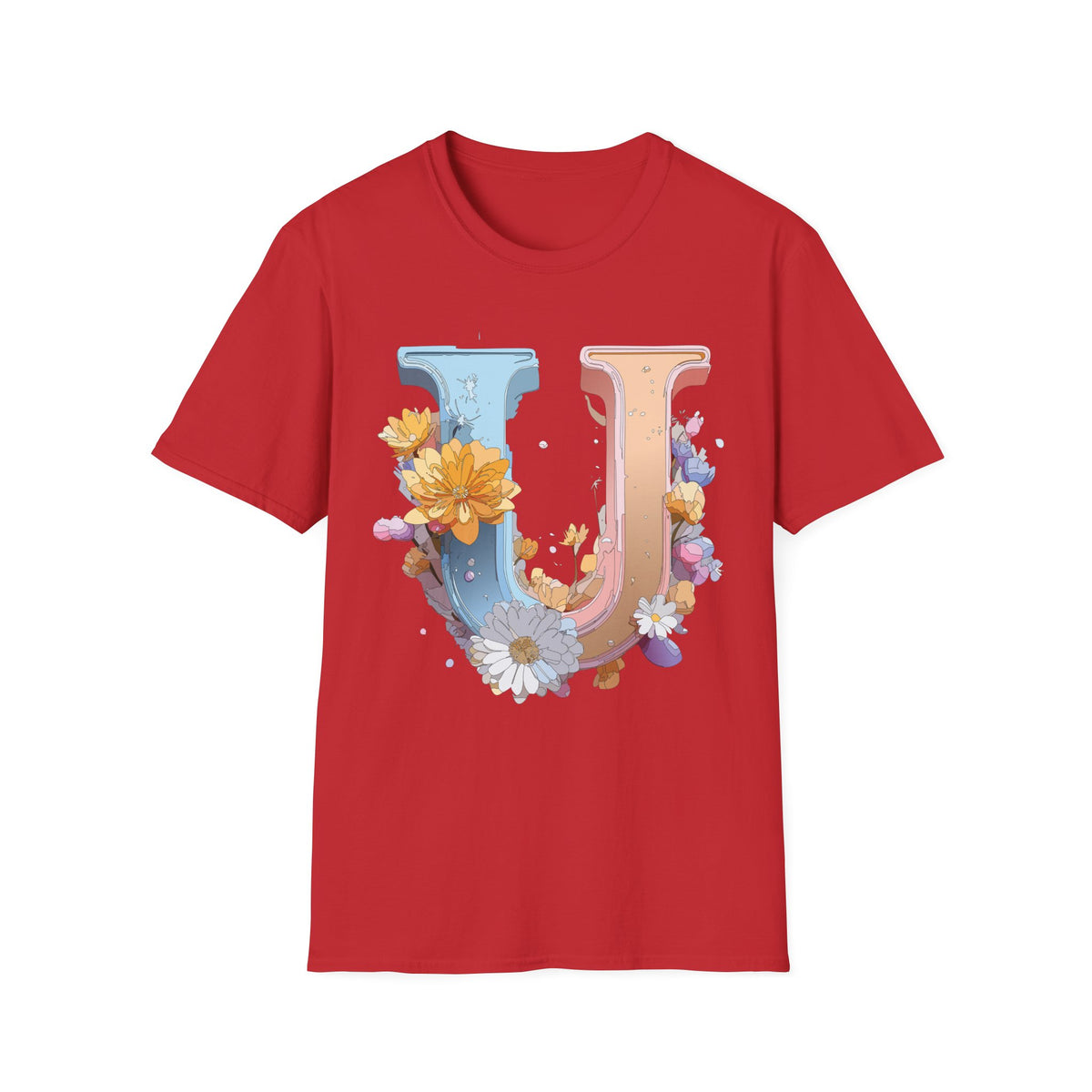 Floral Letter U T-Shirt | Botanical Monogram Tee