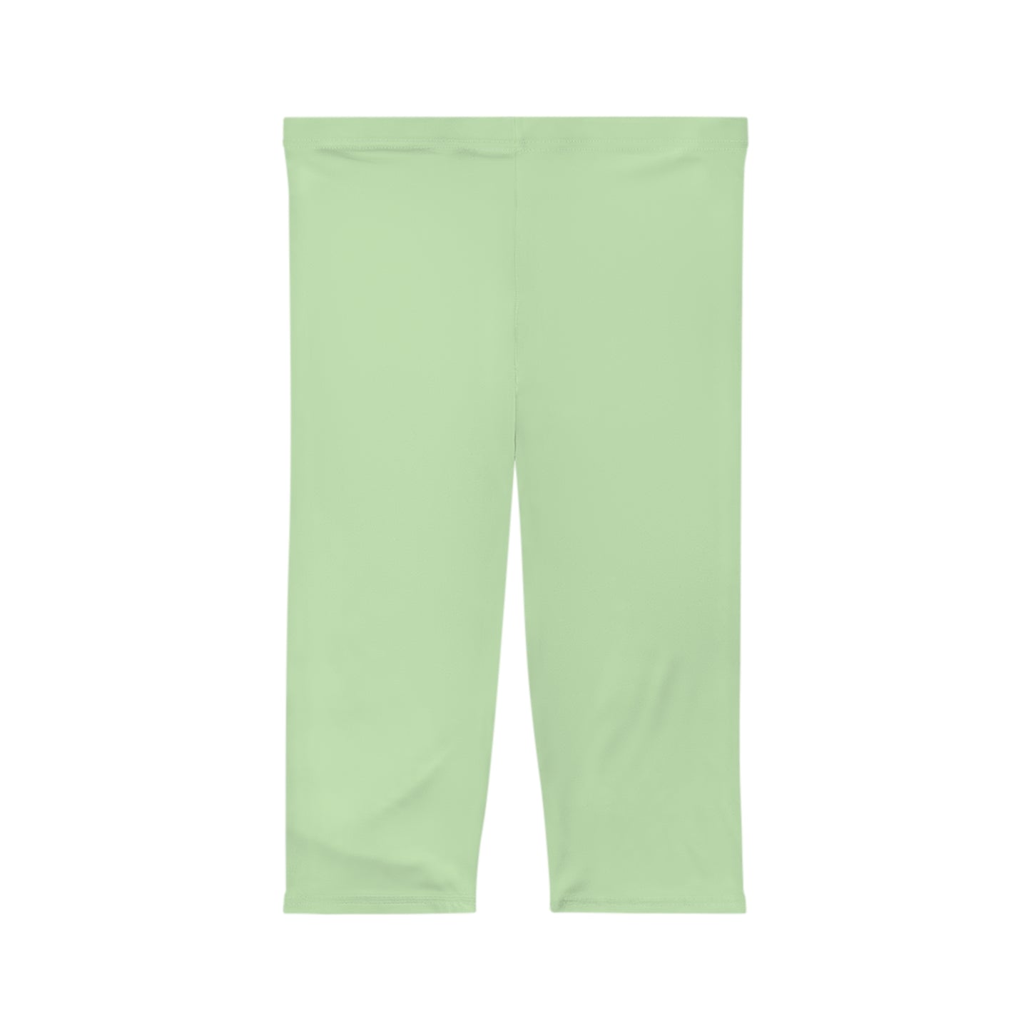 Tea Green Color Women's Brushed Suede Poly Span Casual Capri Leggings XS-2XL