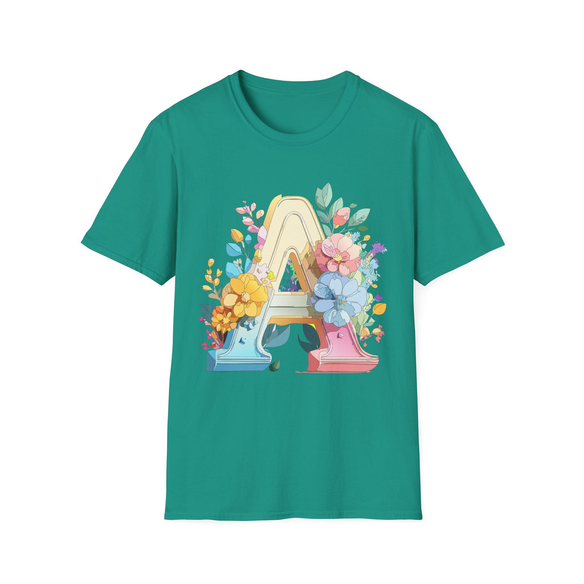 Floral Letter A Monogram T-Shirt | Botanical Initial Tee