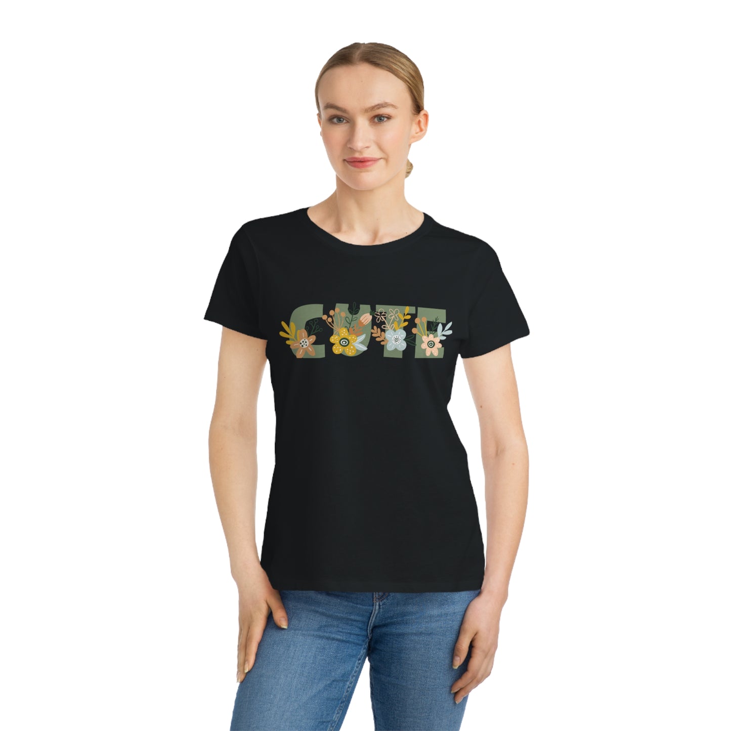 Damen T-Shirt aus Bio-Baumwolle mit Blumendruck