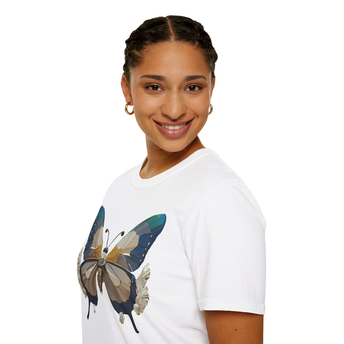 Butterfly Themed Unisex T Shirt With Monarch Design Gildan Softstyle 64000 Premium Ring Spun Cotton