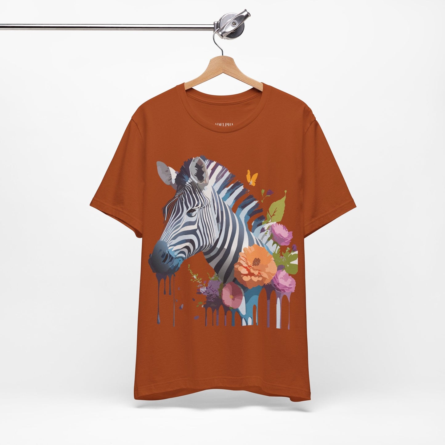 Unisex Zebra Graphic Tee Featuring Adelpha Artwork Vintage Inspired Short Sleeve Shirt