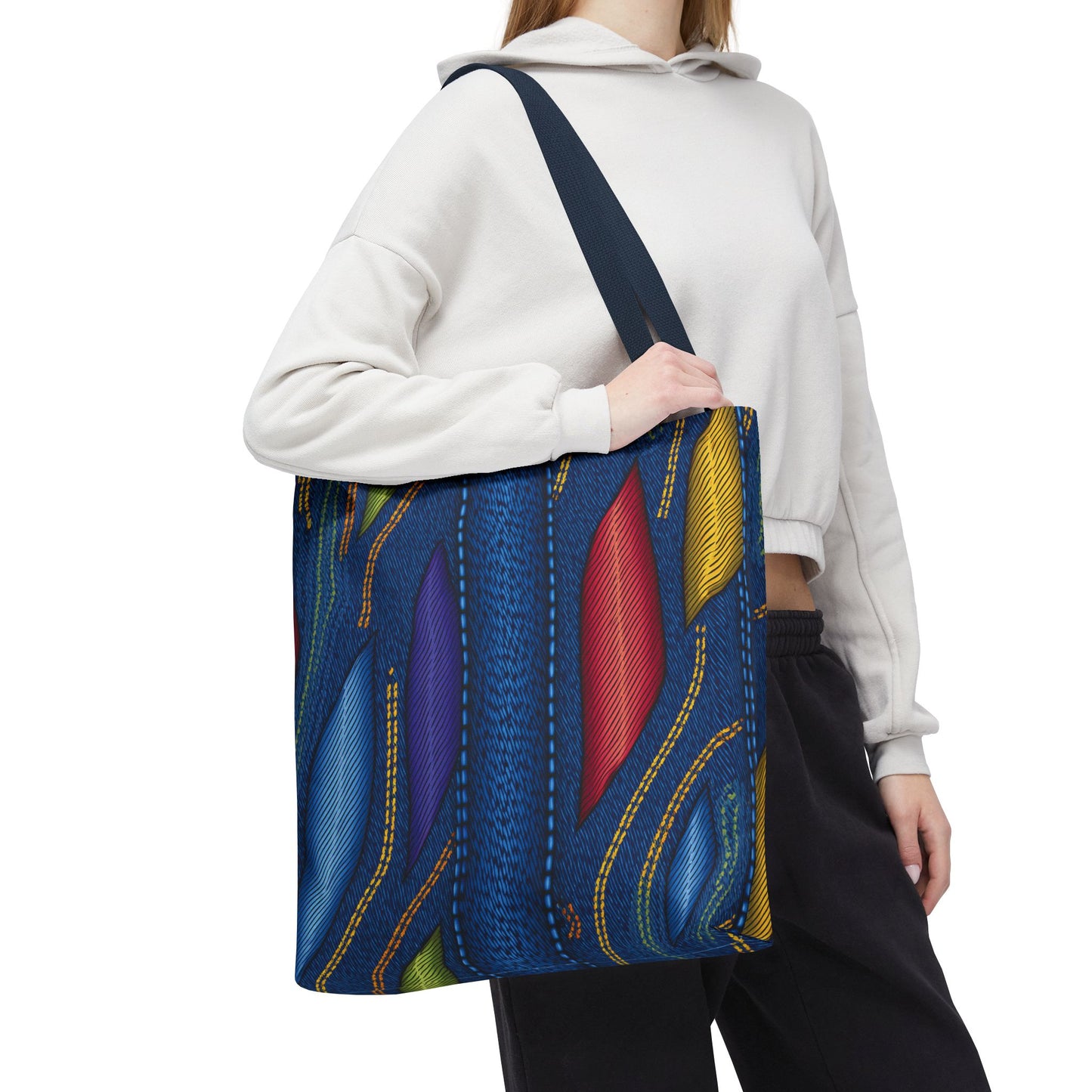 Denim Fabric Imitation Print Unisex Canvas Bag Poly Spun 3 Sizes Tote Bag 137